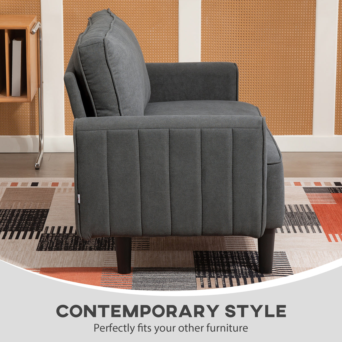 Linen Loveseat with Thick Padding