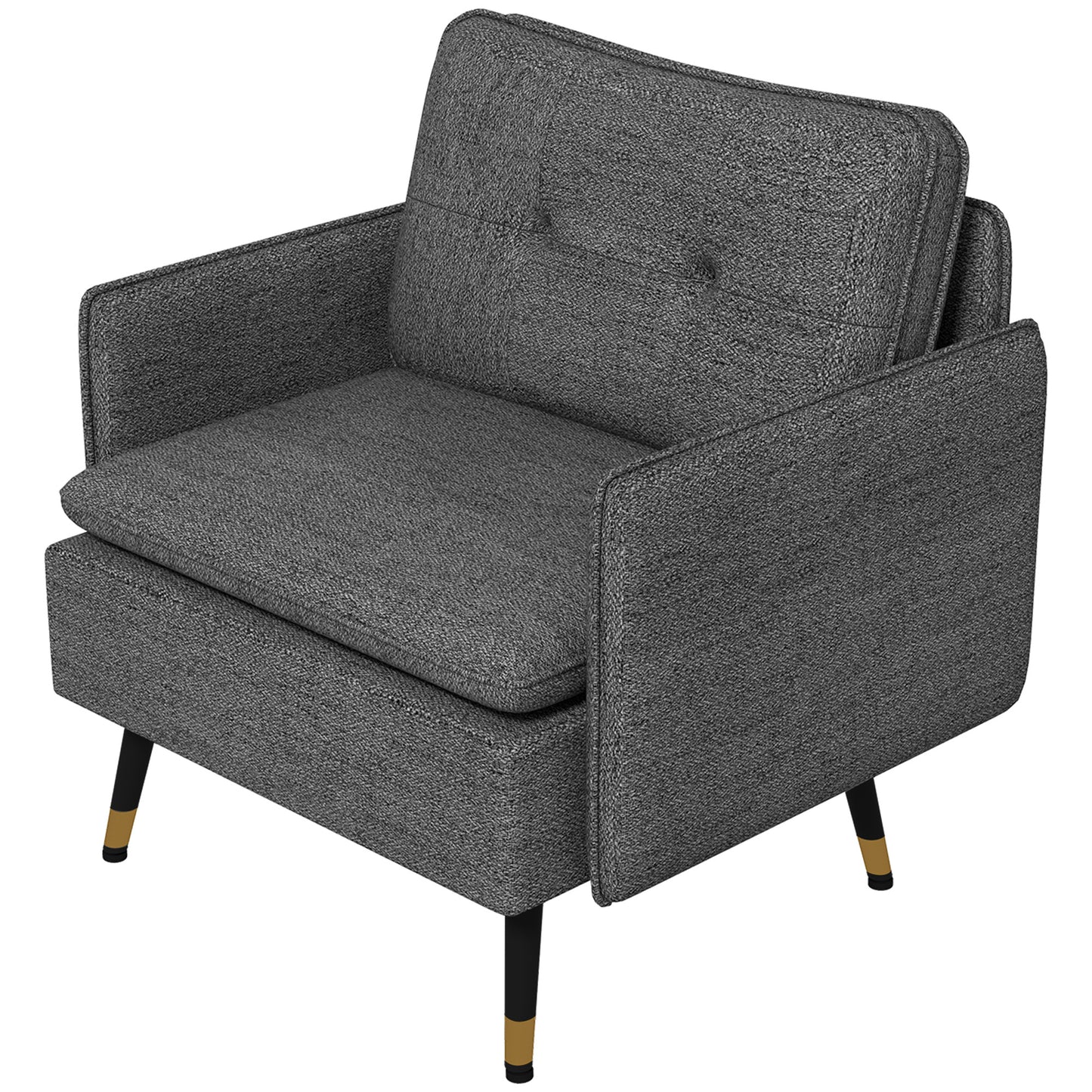 HOMCOM Modern Upholstered Accent Armchair with Tufted Back & Steel Legs