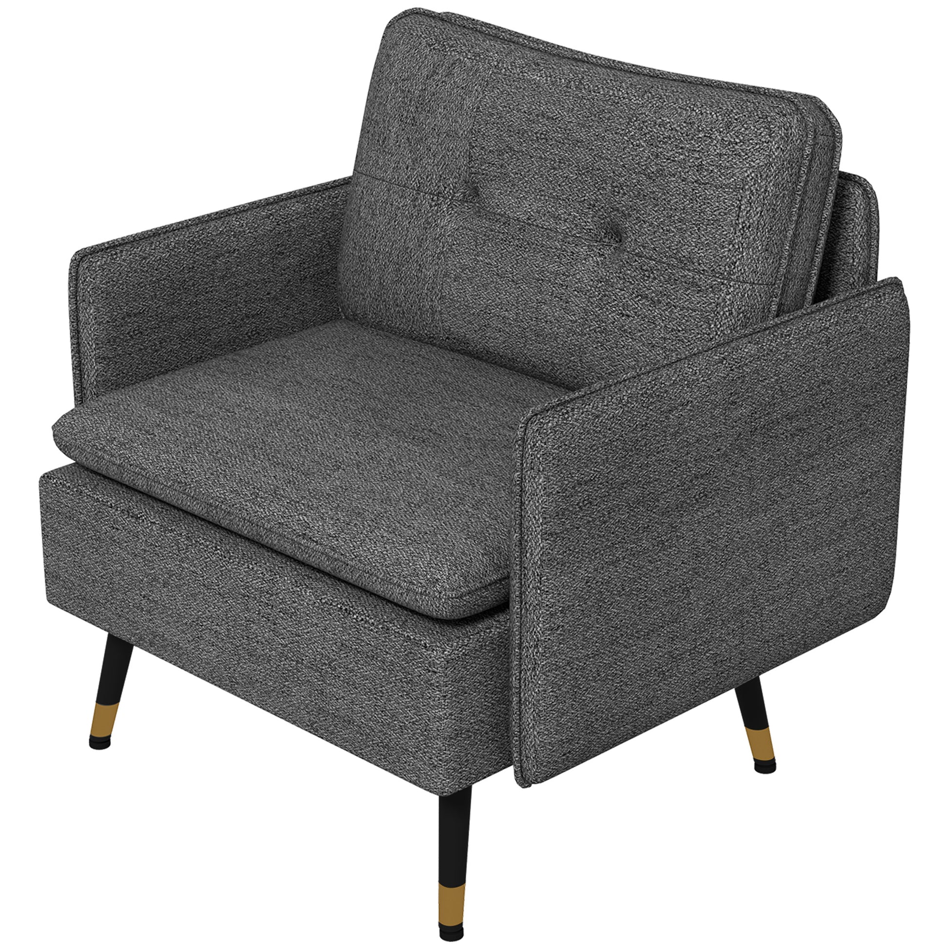 HOMCOM Modern Upholstered Accent Armchair with Tufted Back & Steel Legs