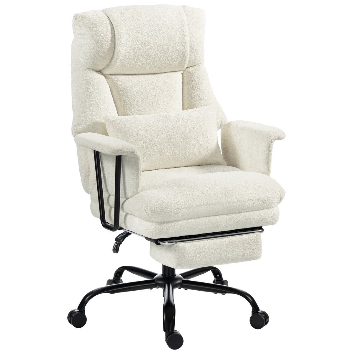 Office Chair, 400 lbs Heavy Duty Velvet Computer Desk Chair with Lumbar Support, Cream White