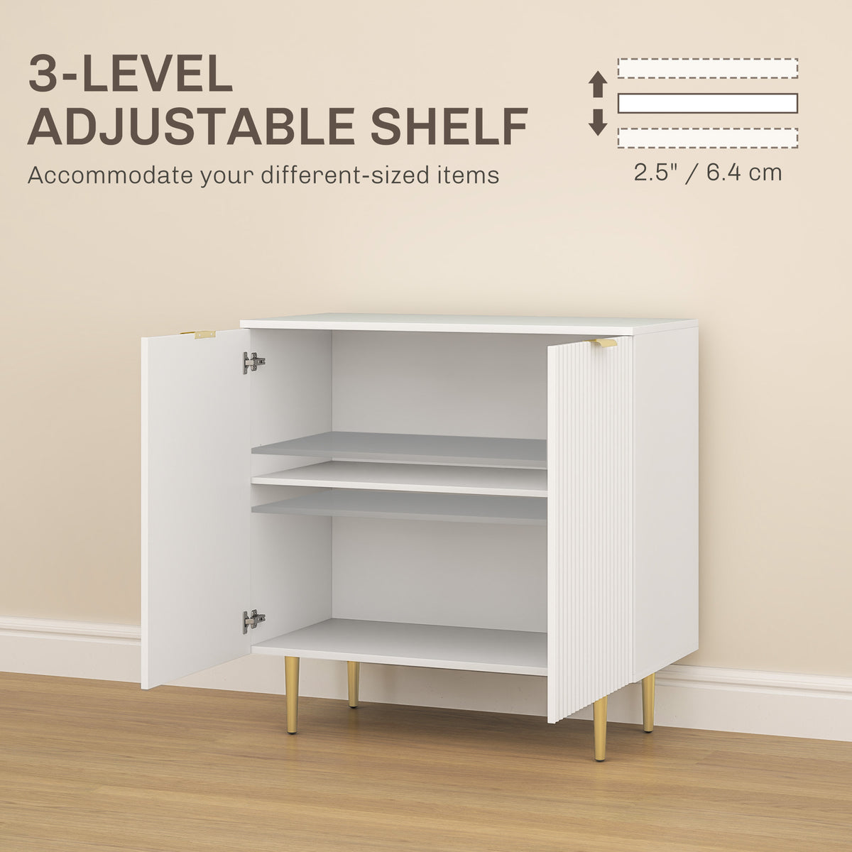 Sideboard Buffet Cabinet with Adjustable Shelves and Metal Legs – 32"W x 32"H