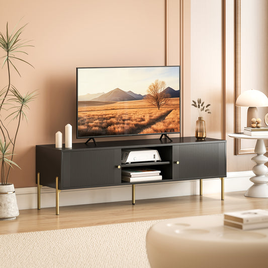 TV Stand for TVs up to 65" – Entertainment Center with 2 Open Shelves – 55" Wide