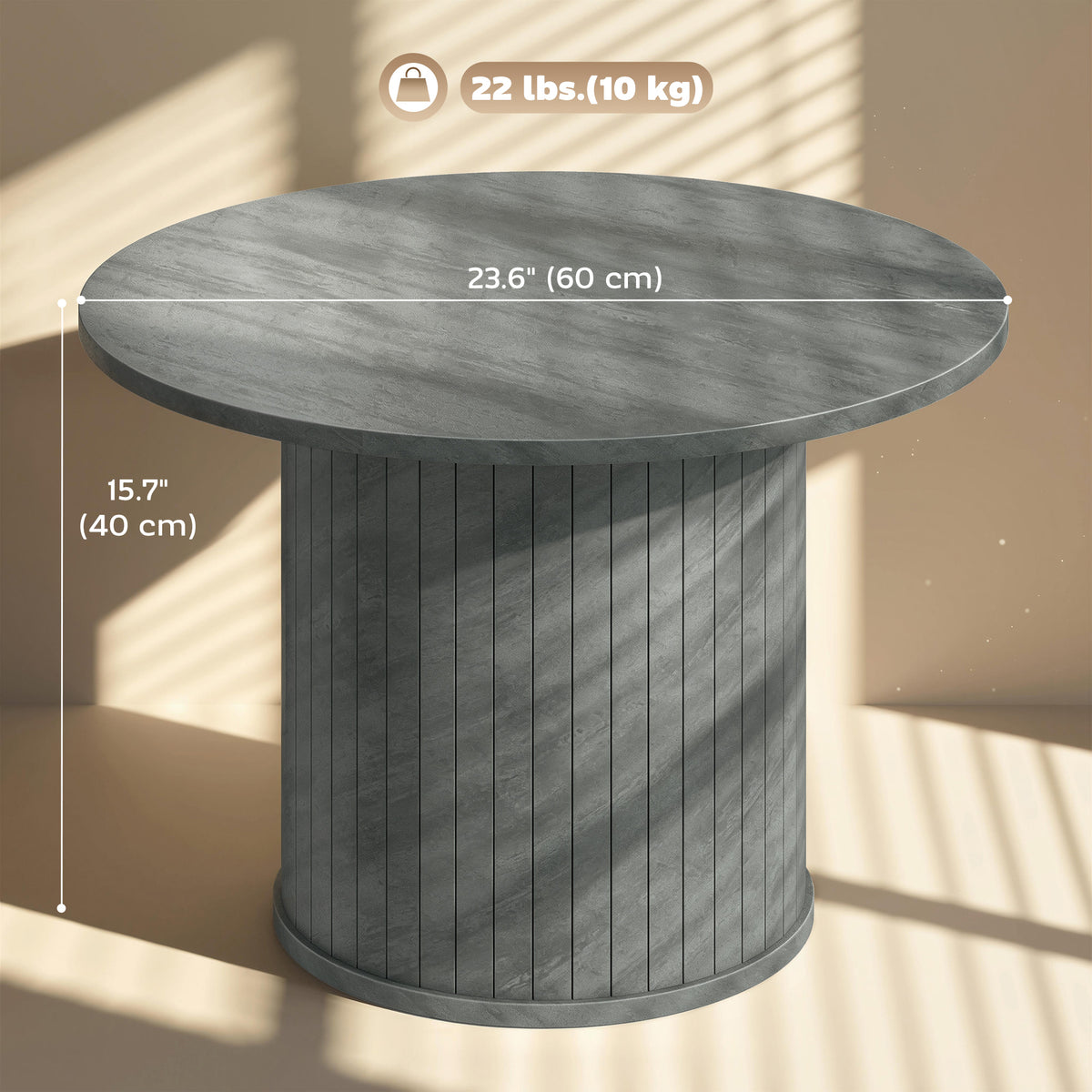 24" Round Coffee Table with Slatted Pedestal Base