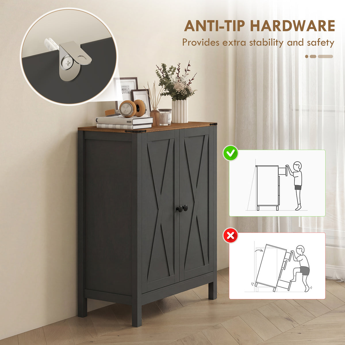 Shoe Cabinet with Barn Doors – 30"W x 39"H