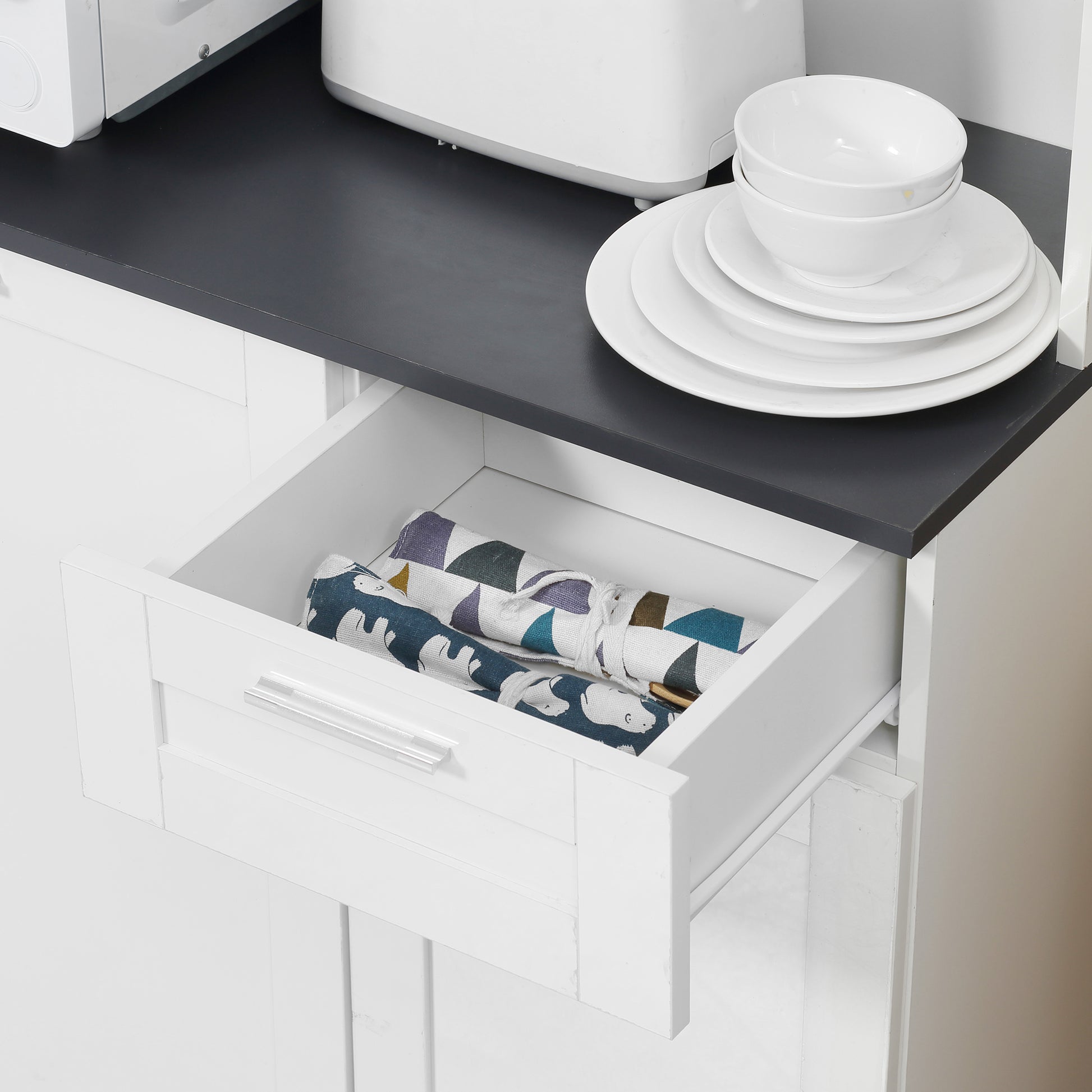 HOMCOM 71" Kitchen Pantry Cabinet High Gloss White