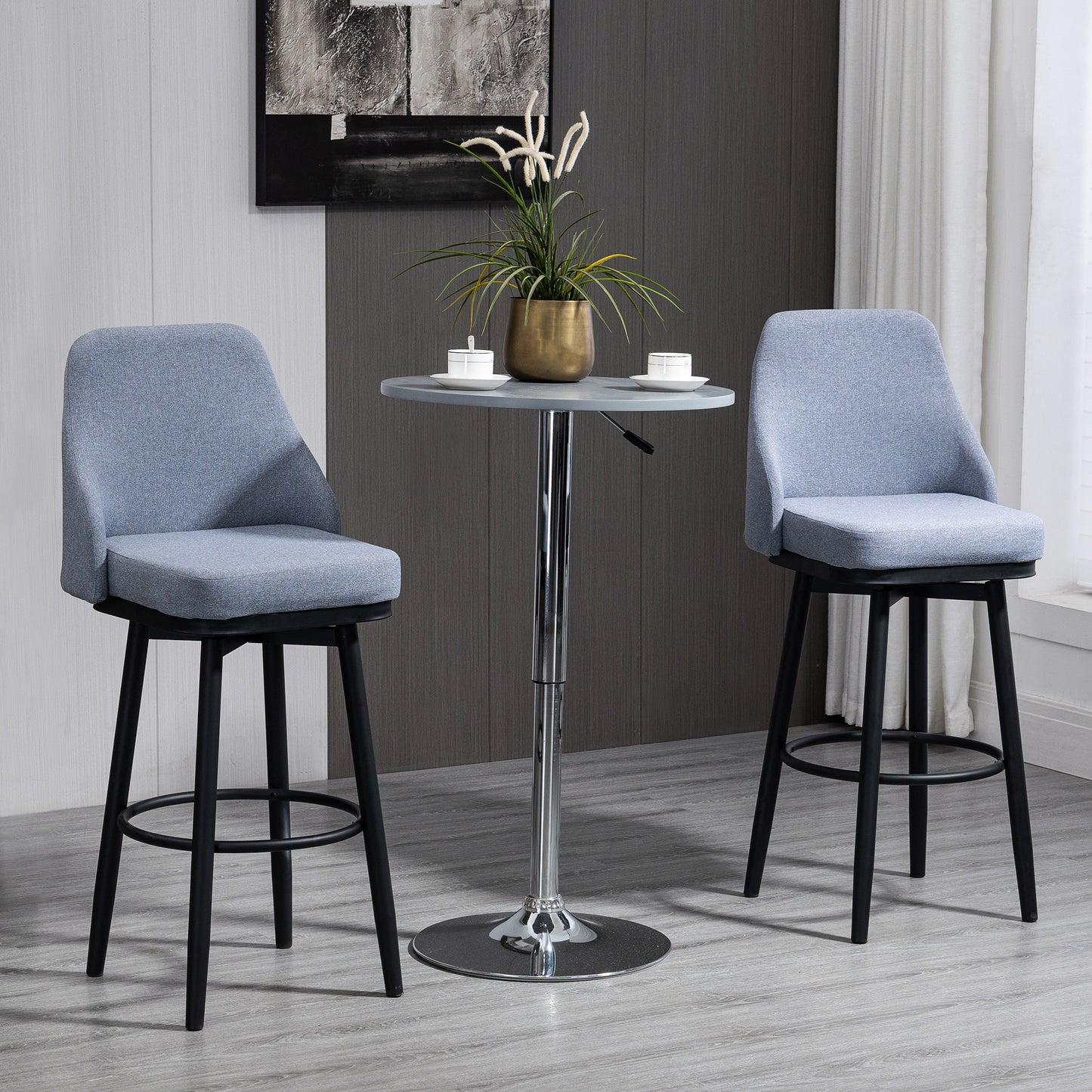 Extra Tall Bar Stools, 360° Swivel, Charcoal Grey