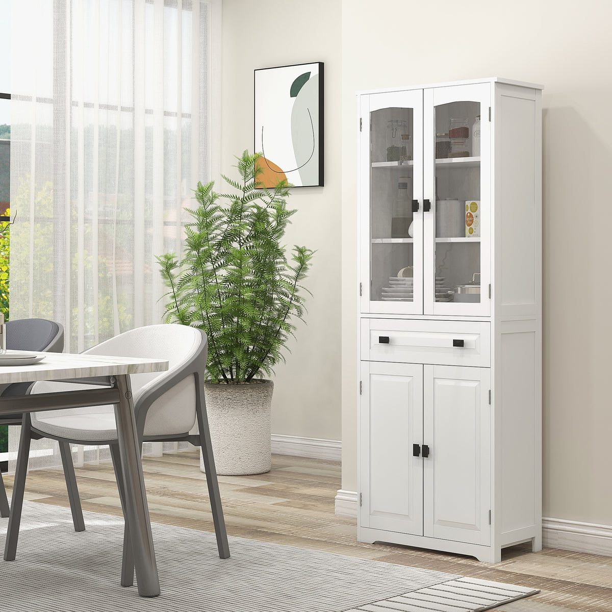 4-Door Kitchen Pantry Cabinet with Adjustable Shelves – 24"W x 63"H