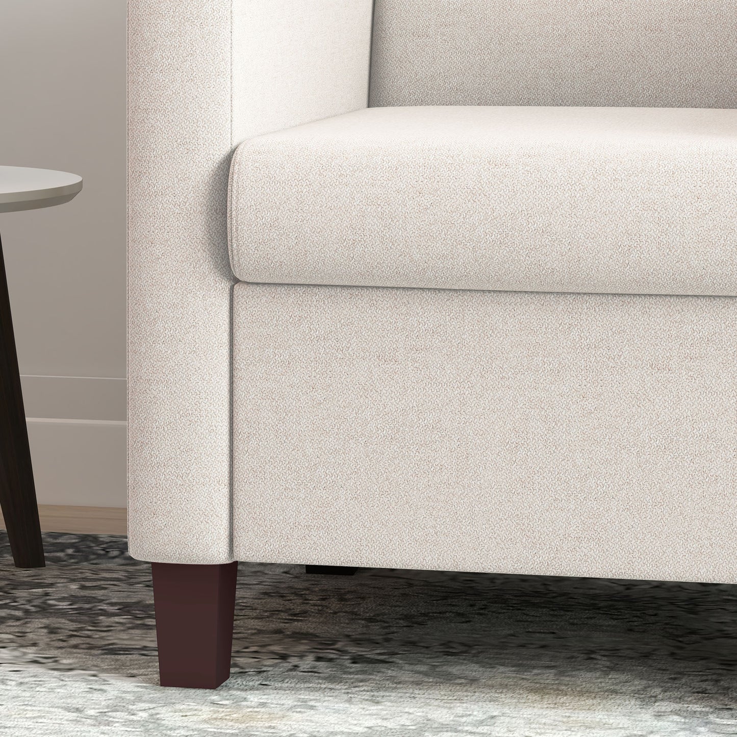 Modern Cream White Fabric Accent Armchair with Supportive Cushion & Non-Slip Pads