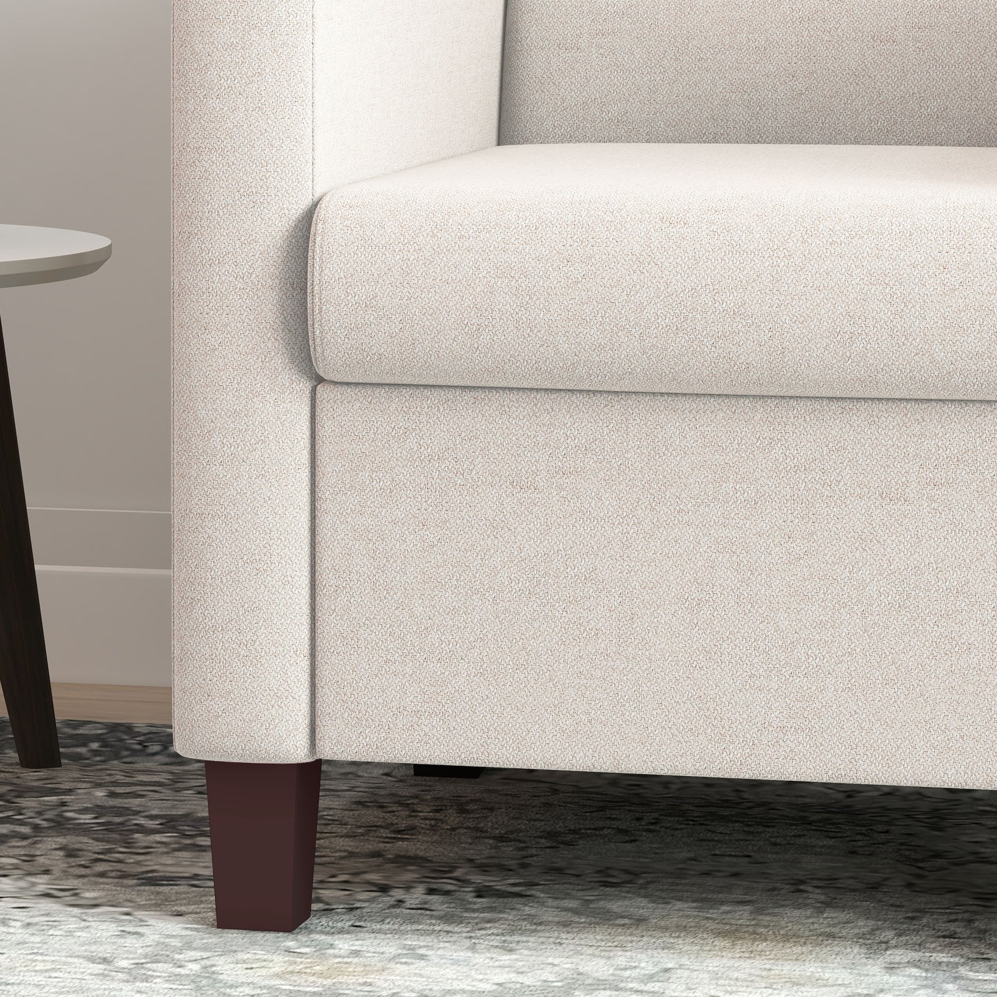 Modern Cream White Fabric Accent Armchair with Supportive Cushion & Non-Slip Pads