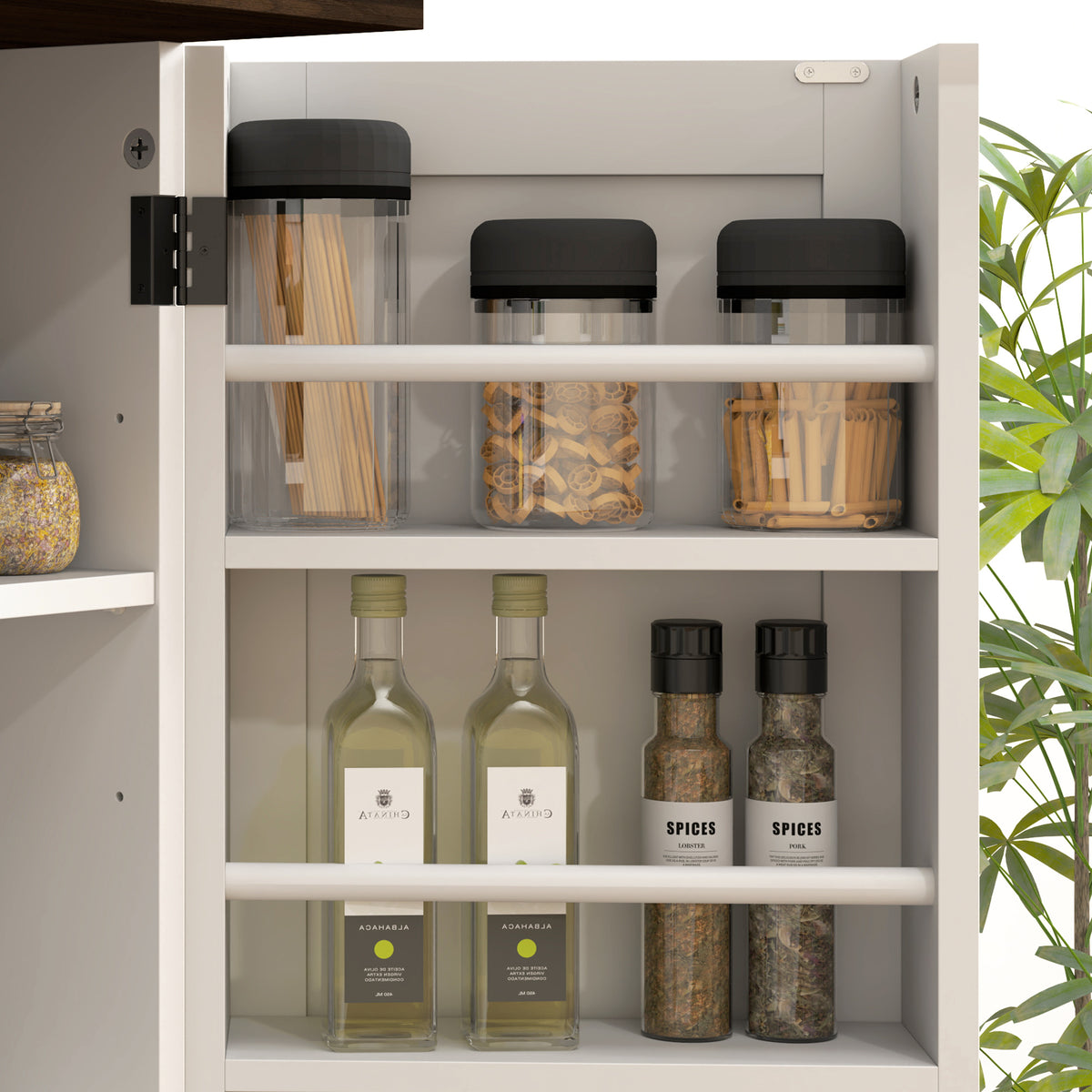Tall Kitchen Pantry Cabinet with Spice Racks and Adjustable Shelves – 24"W x 64"H