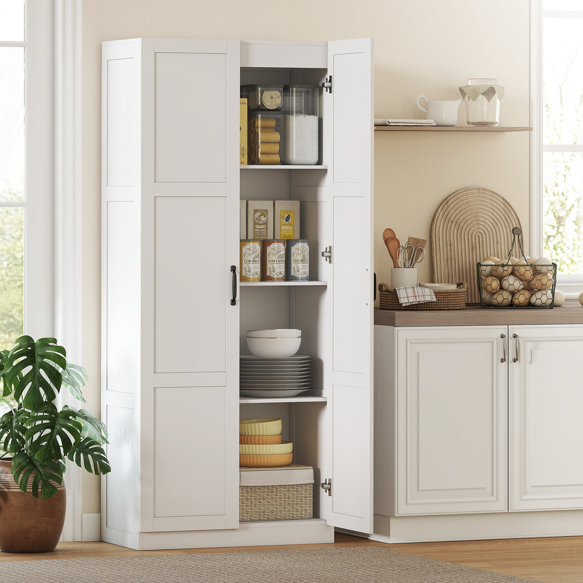 Kitchen Pantry Storage Cabinet with Soft-Close Hinges – 30"W x 71"H