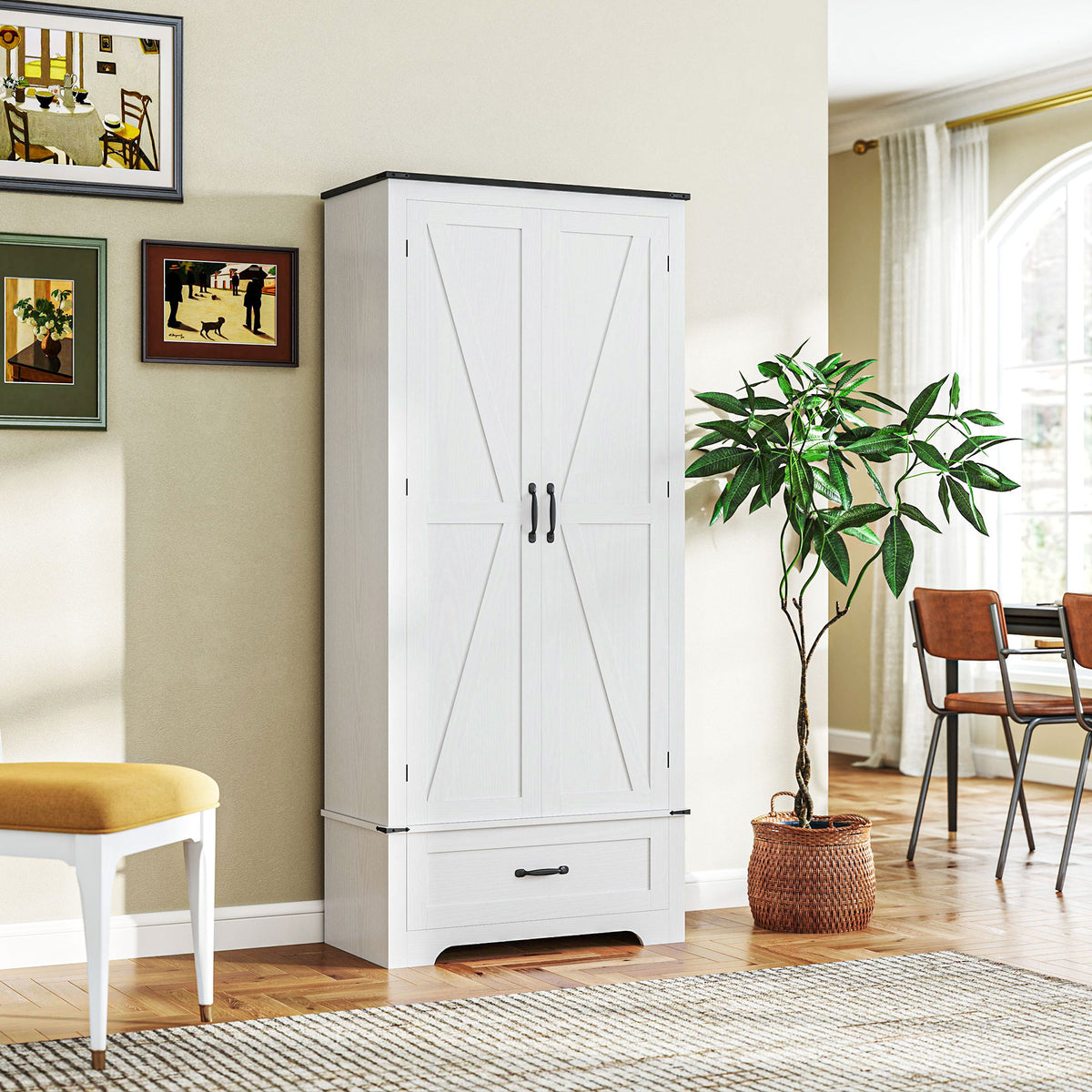 Farmhouse Pantry Cabinet with Adjustable Shelves – 31"W x 72"H