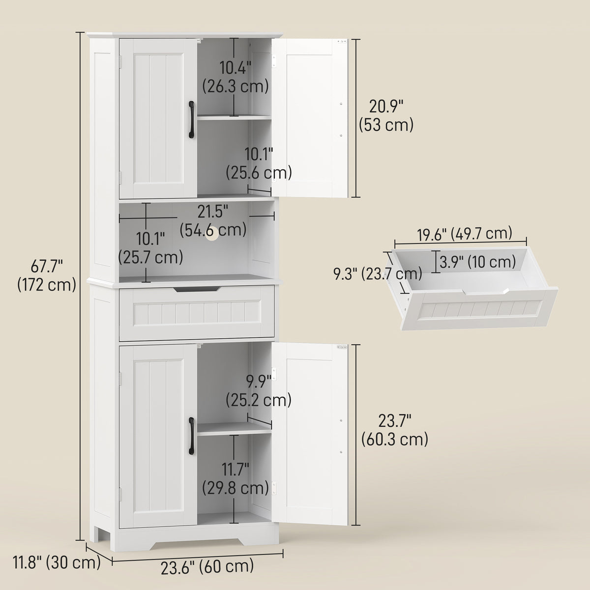 Kitchen Buffet with Hutch – 24"W x 68"H