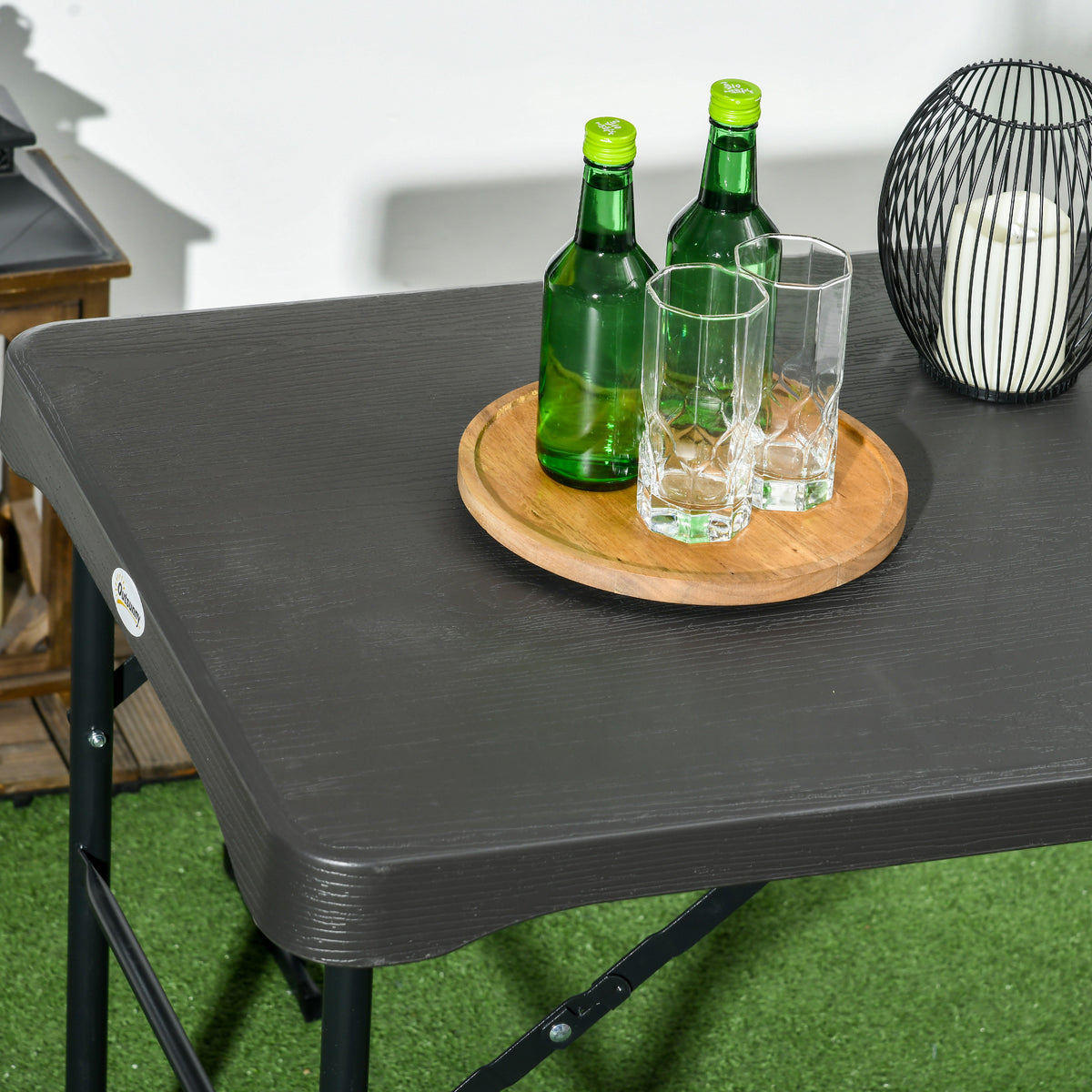 Folding Picnic Table with 2 Benches, 3-Piece Portable Outdoor Picnic Table Bench Set for 4, Patio Dining Table Set with Plastic Top, Steel Frame for Garden