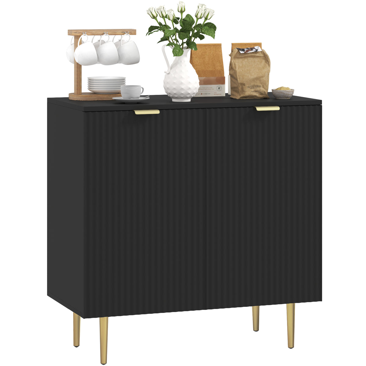 Sideboard Buffet Cabinet with Adjustable Shelves and Metal Legs – 32"W x 32"H