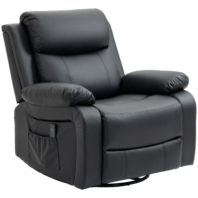 HOMCOM Deluxe PU Leather Manual Massage Recliner Chair with Swivel & Rocking