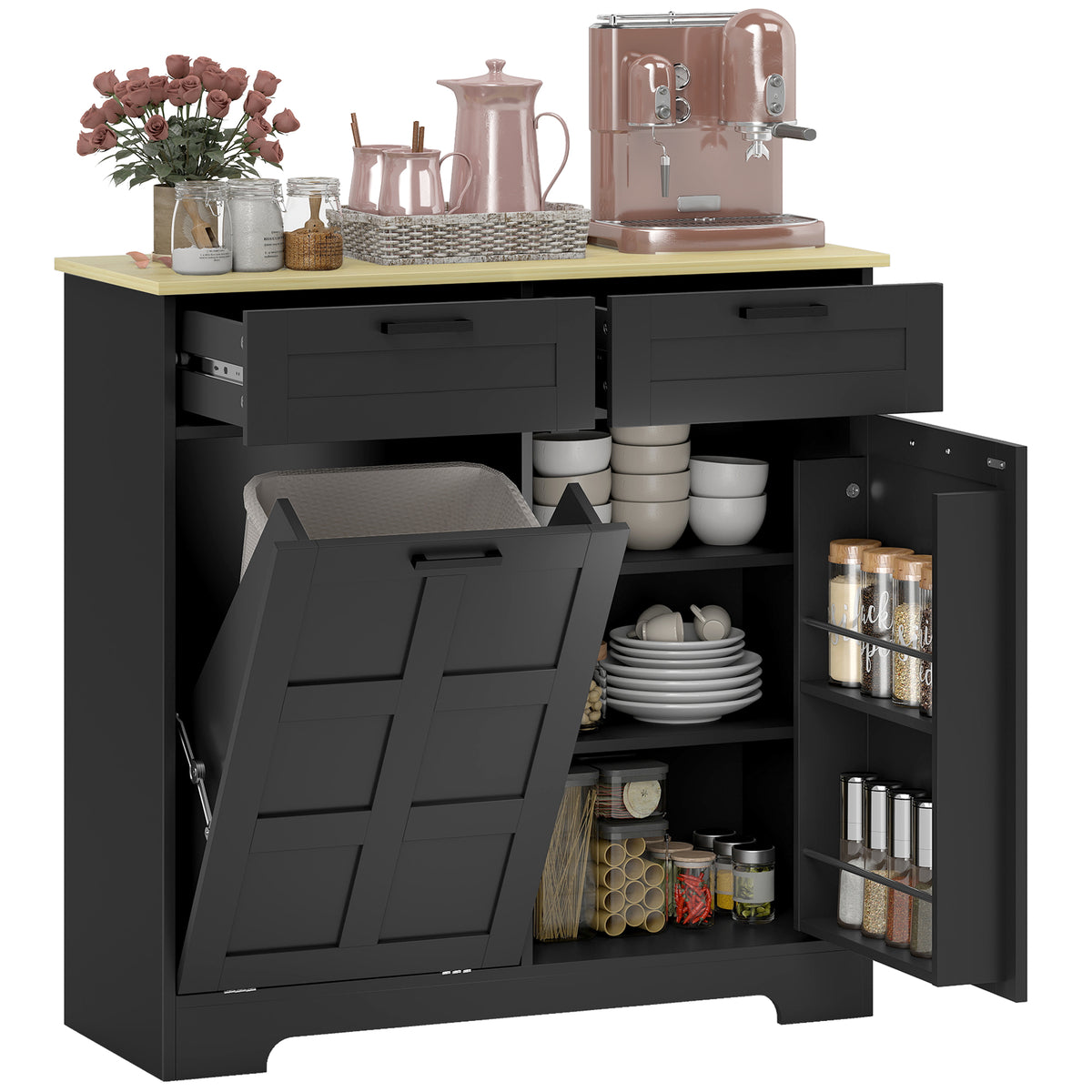 Kitchen Island with Trash Cabinet – 39"W x 36"H