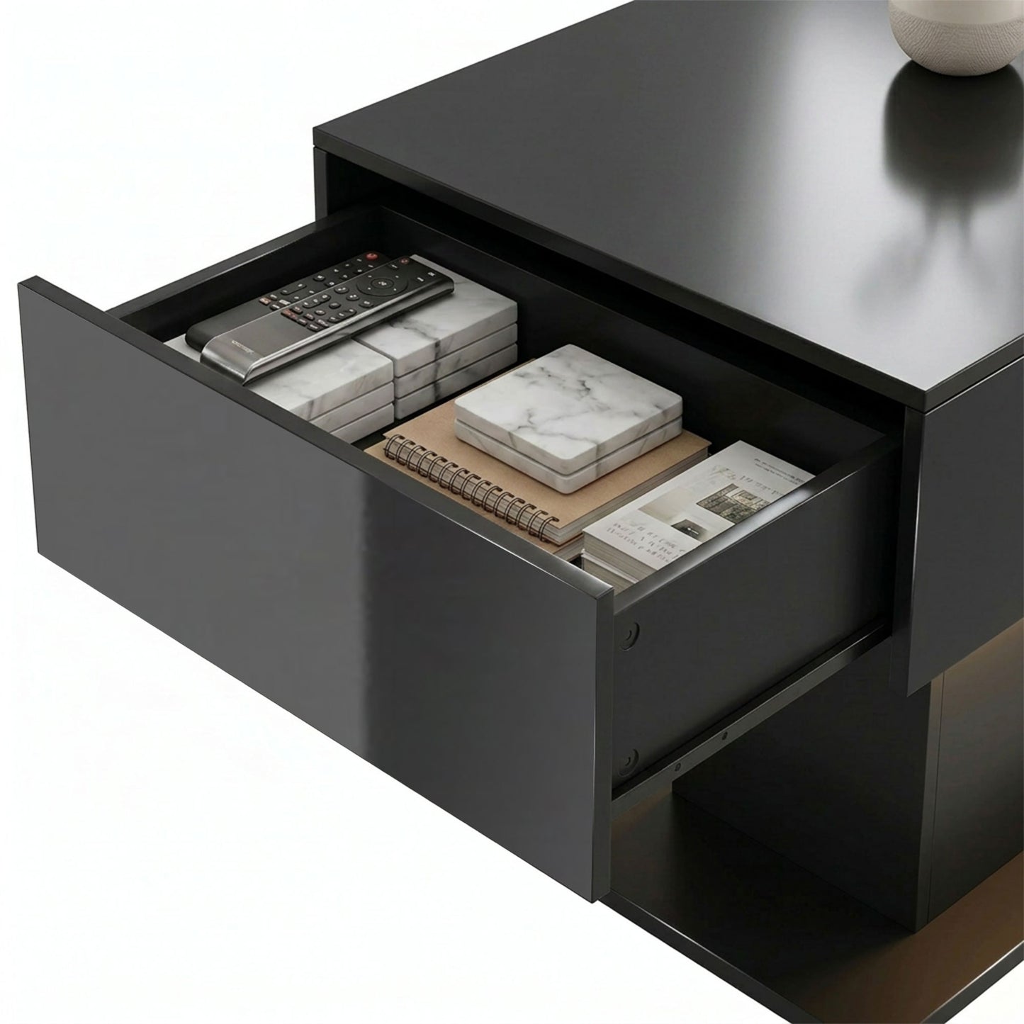 HOMCOM LED Coffee Table High Gloss Black