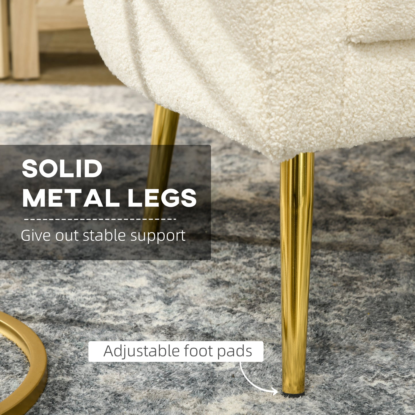 HOMCOM Modern Cream White Barrel Accent Armchair with Detachable Headrest