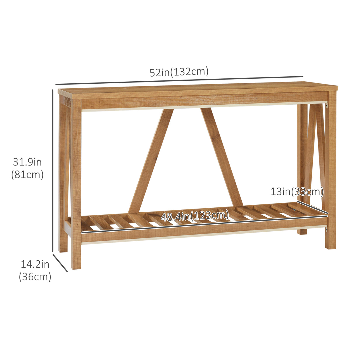 Farmhouse Console Table with Storage Shelf, Brown