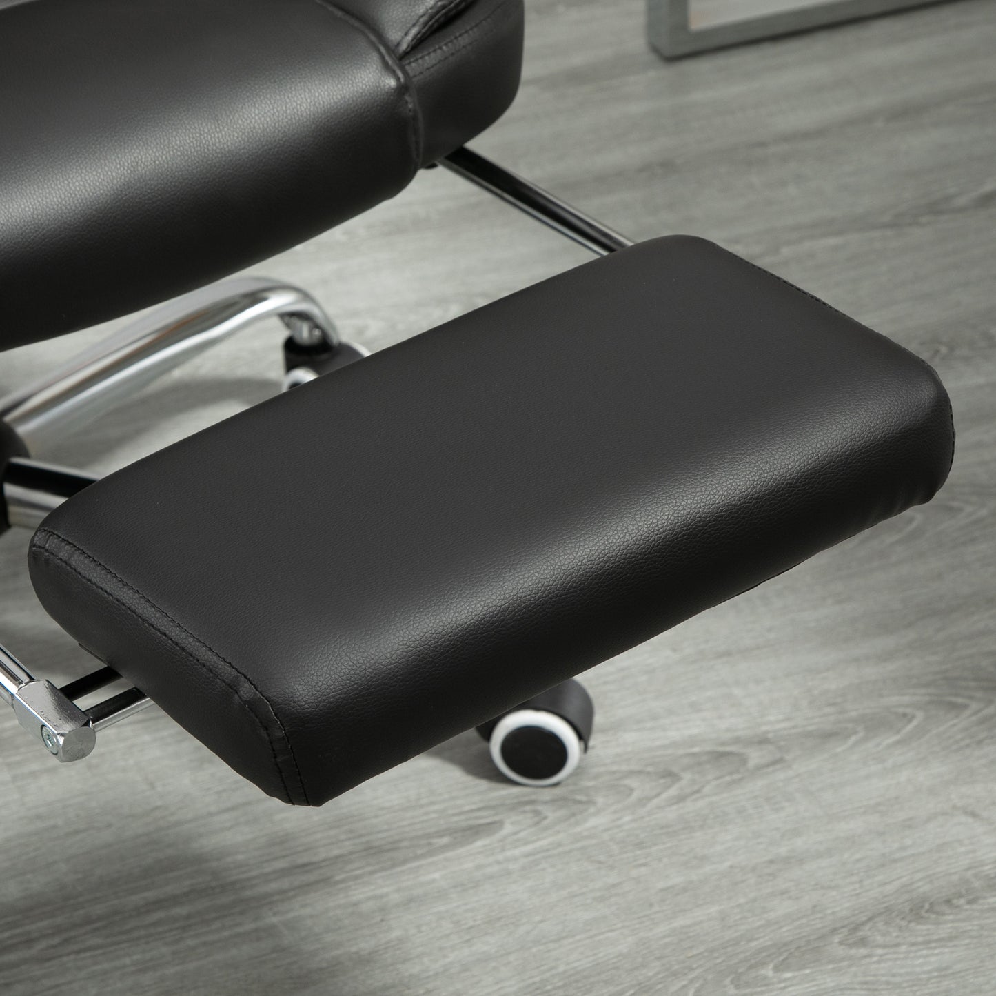 HOMCOM Ergonomic High-Back Executive Office Chair with Retractable Footrest, Black PU Leather