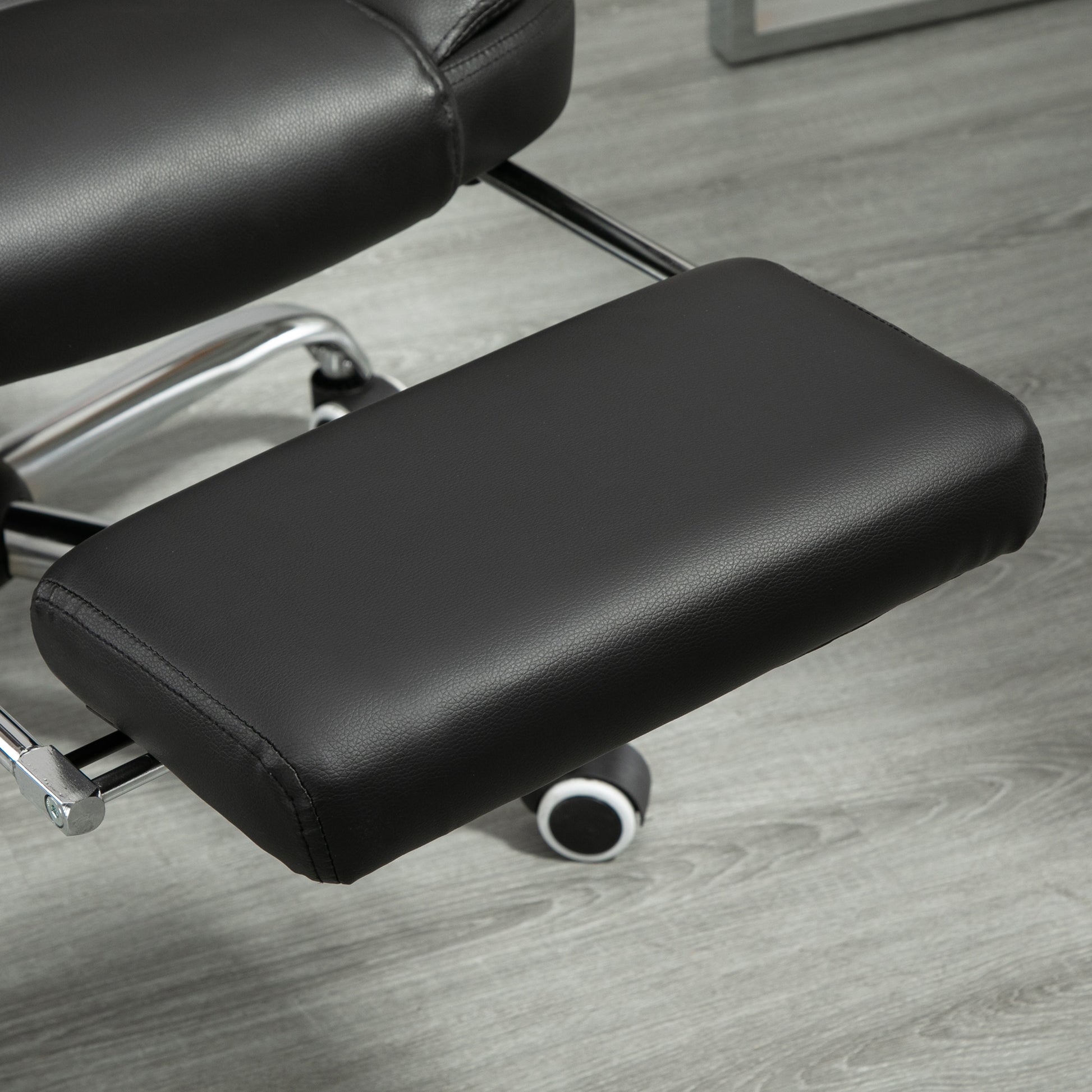 HOMCOM Ergonomic High-Back Executive Office Chair with Retractable Footrest, Black PU Leather