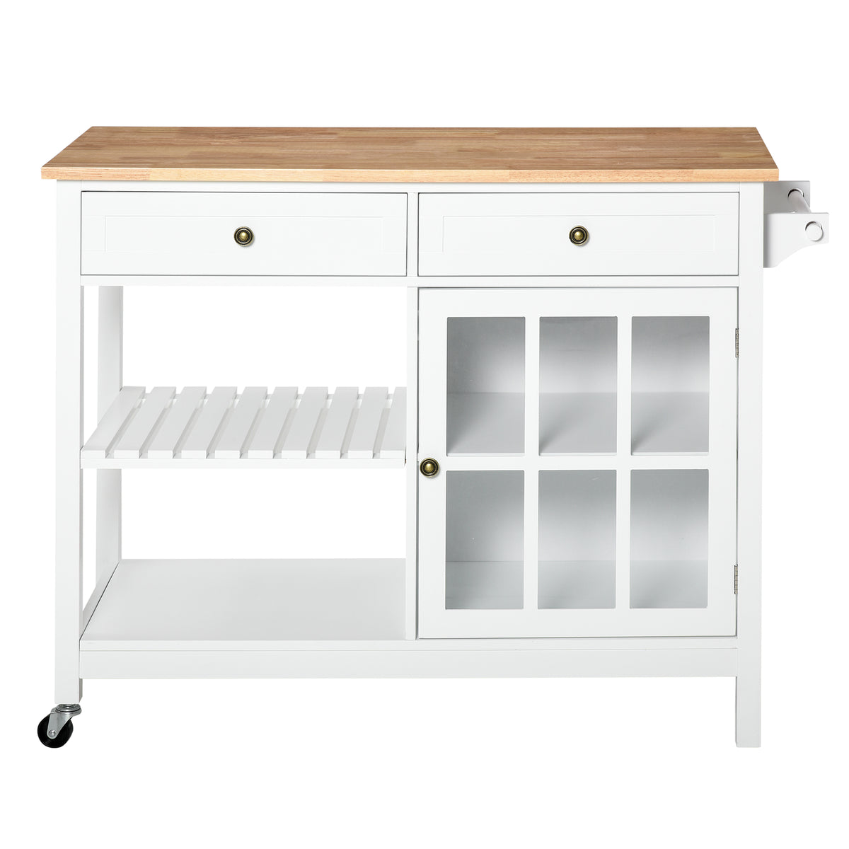 Kitchen Cart on Wheels with Rubber Wood Top – 45"W x 34"H