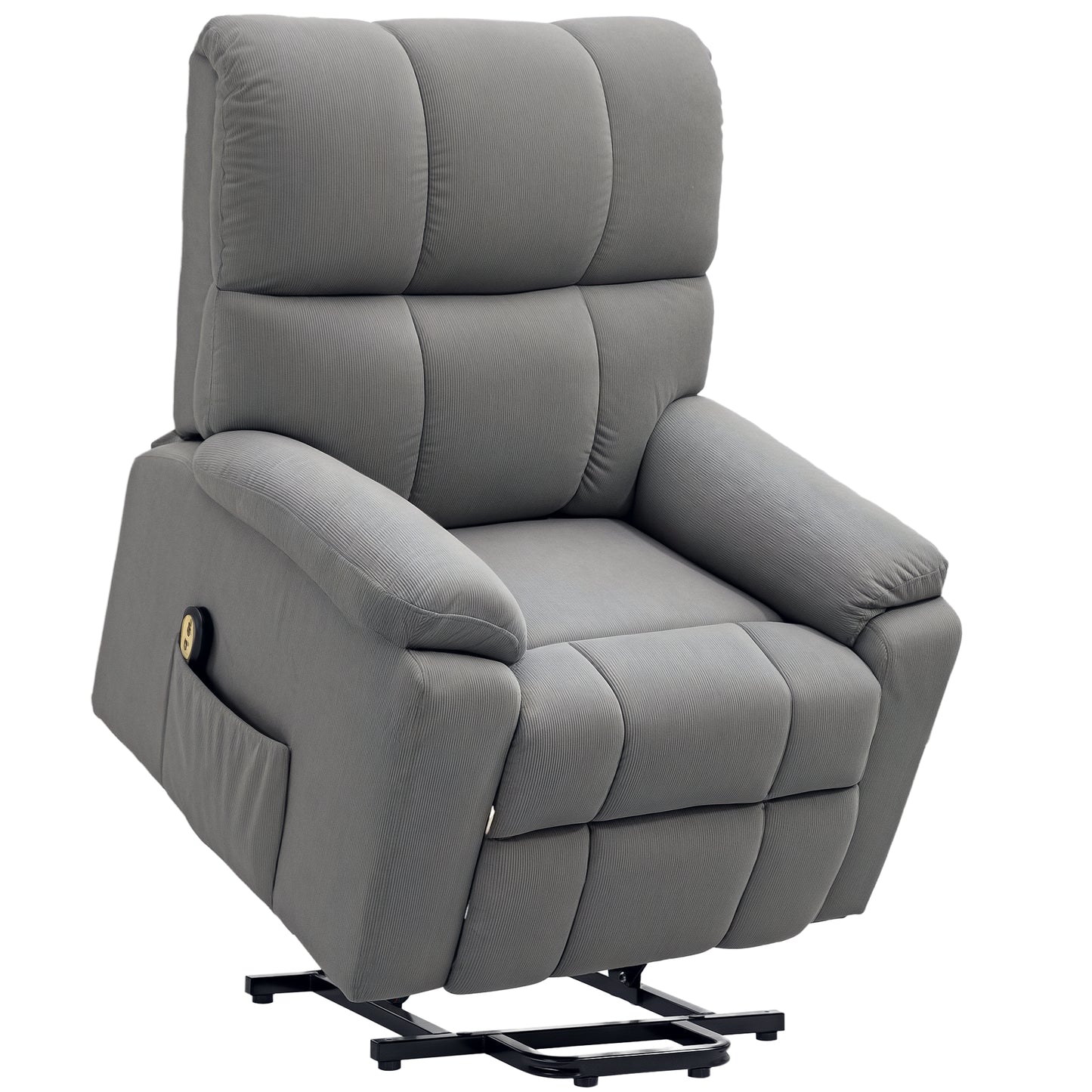 HOMCOM Electric Power Lift Recliner Chair, Grey Fabric Upholstered with Remote Control