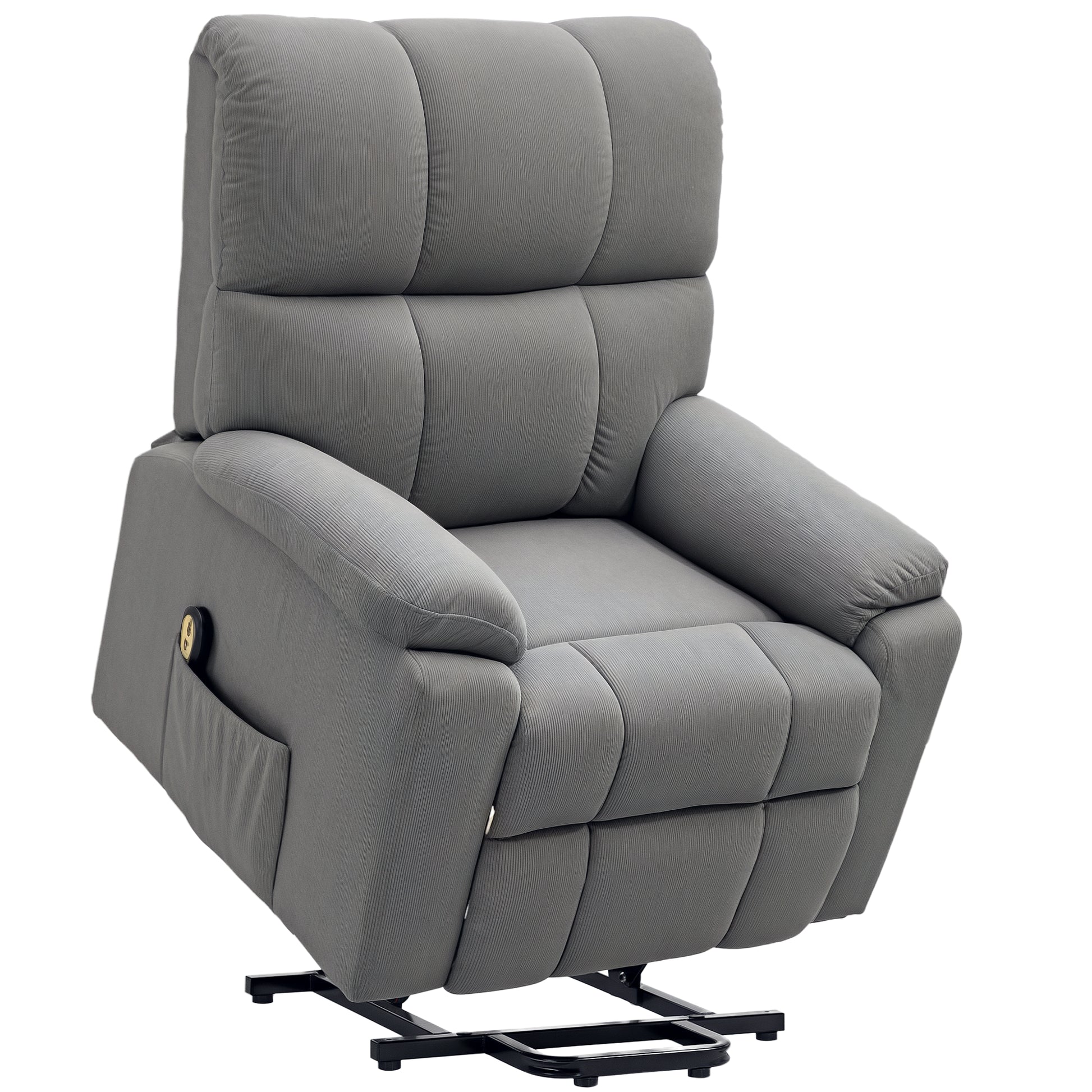 HOMCOM Electric Power Lift Recliner Chair, Grey Fabric Upholstered with Remote Control