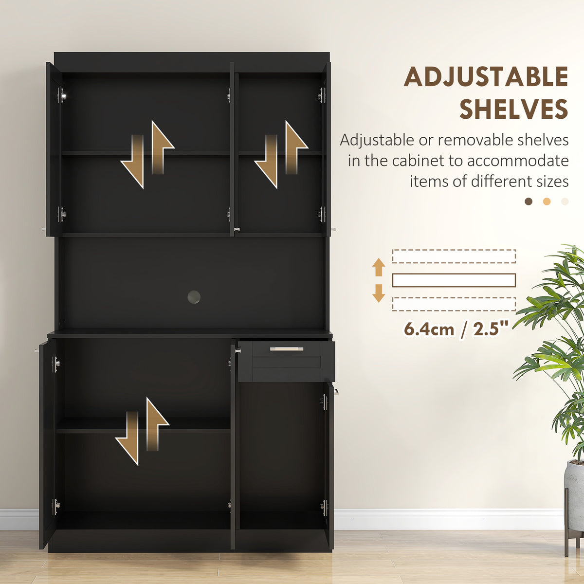 Kitchen Pantry Storage Cabinet with Hutch – 40"W x 71"H