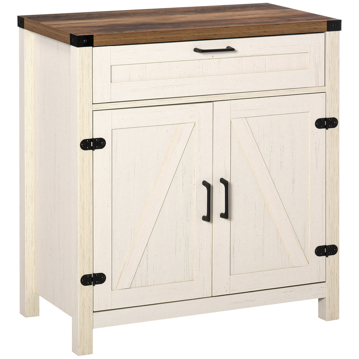 Sideboard Buffet Cabinet with 2 Rustic Barn Doors and Drawer – 30"W x 33"H