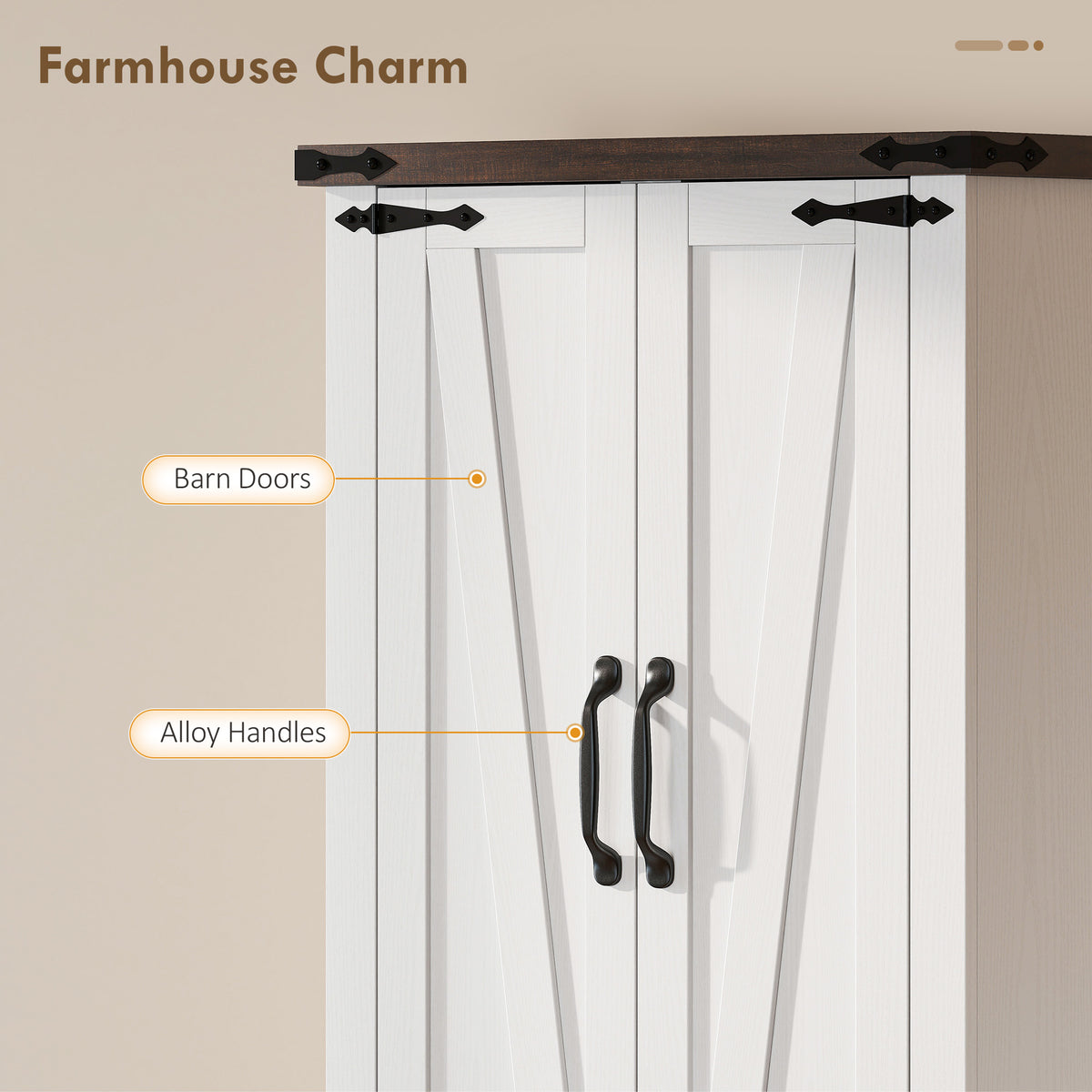 Farmhouse Freestanding Kitchen Storage Cabinet with Adjustable Shelves – 24"W x 72"H