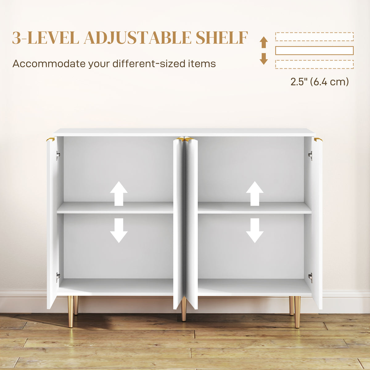 Sideboard Buffet Cabinet with Adjustable Shelves – 47"W x 35"H