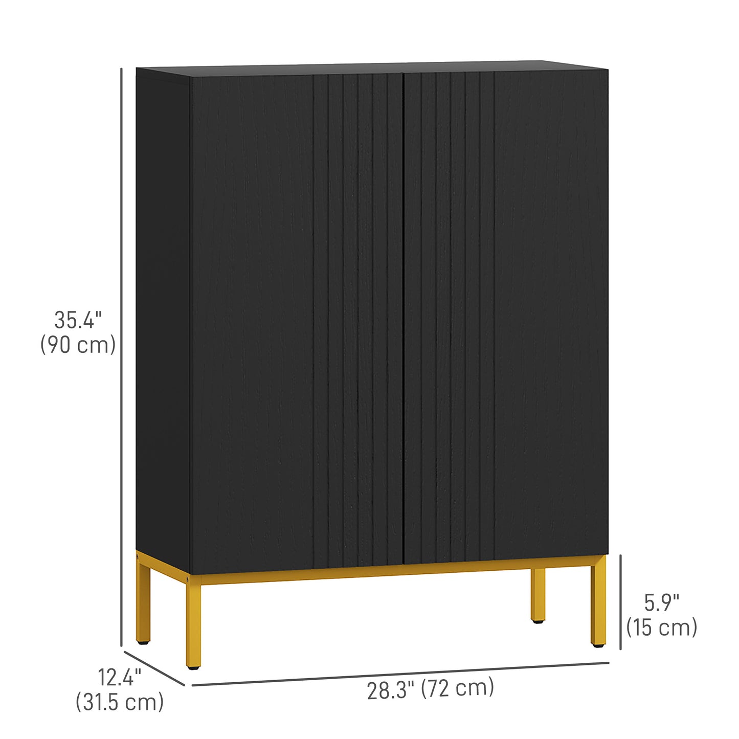 HOMCOM Slim Black Shoe Storage Cabinet with Adjustable Shelves for 15-20 Pairs