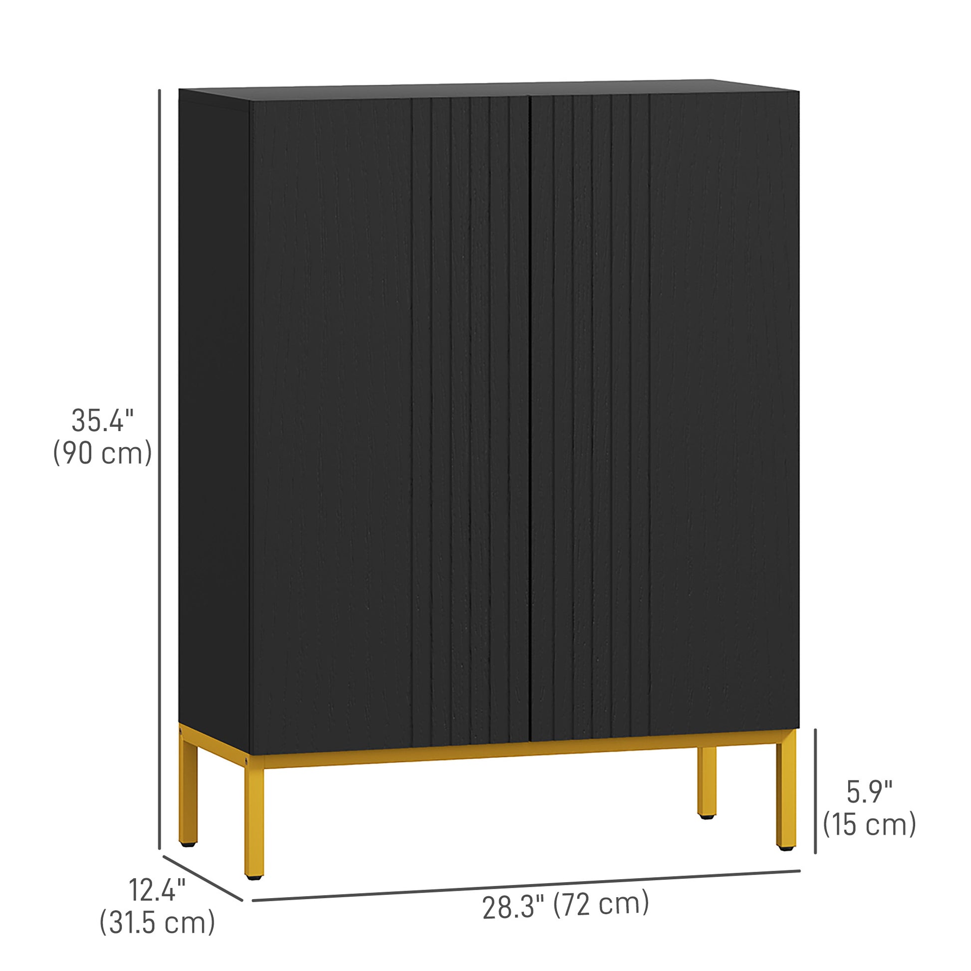 HOMCOM Slim Black Shoe Storage Cabinet with Adjustable Shelves for 15-20 Pairs