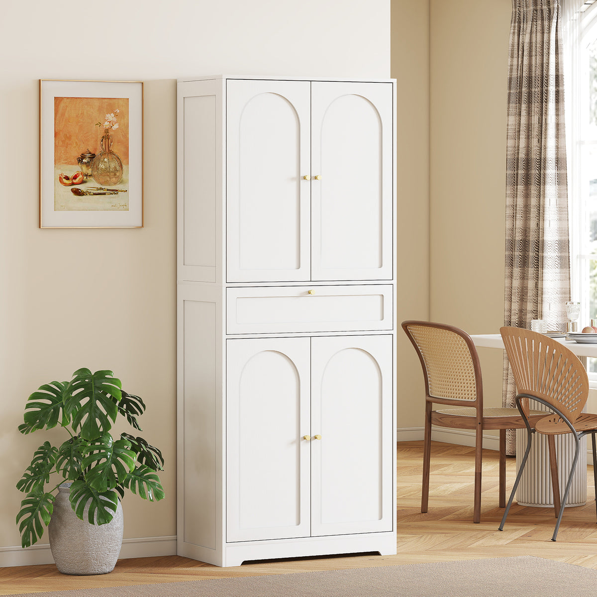 Modern Freestanding Storage Cabinet with Shaker Doors and Adjustable Shelves – 30"W x 72"H
