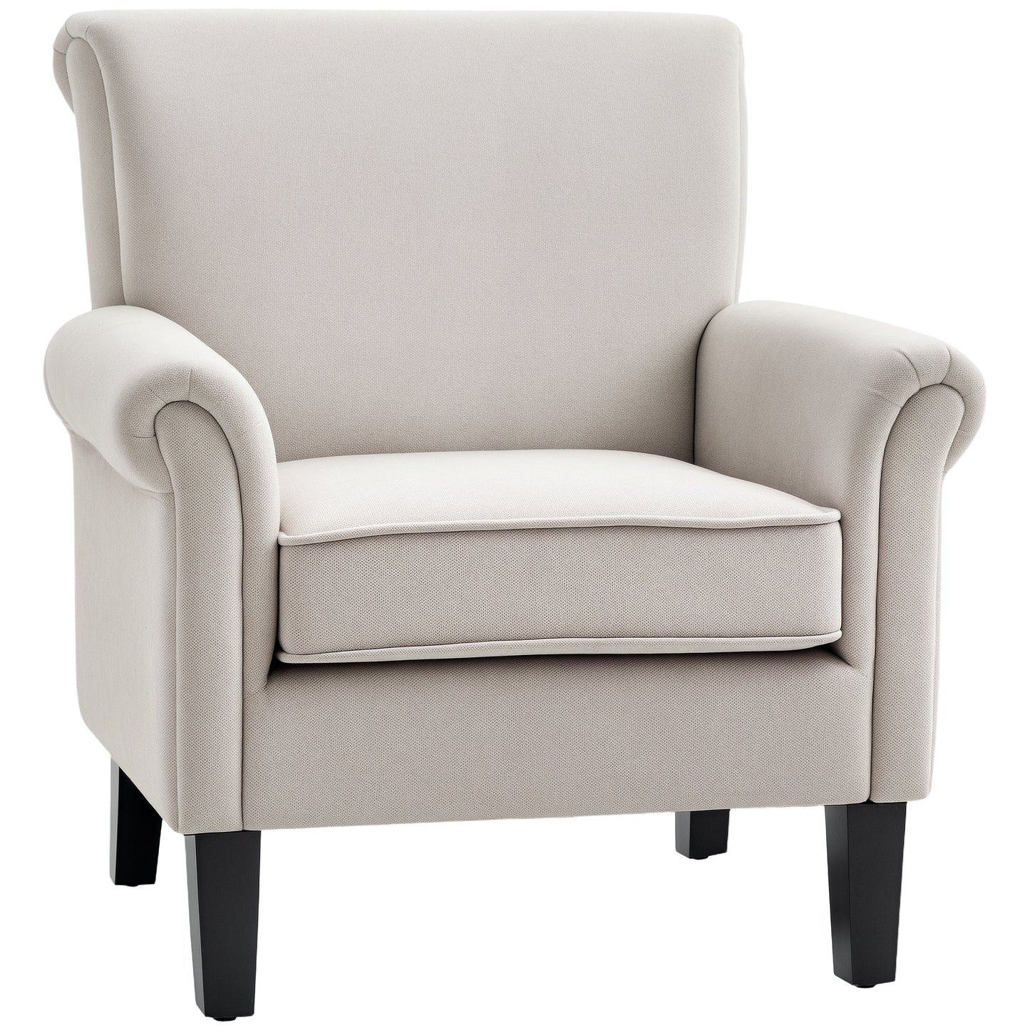 HOMCOM Grey Velvet Accent Chair, Upholstered Single Armchair with Rolled Armrests