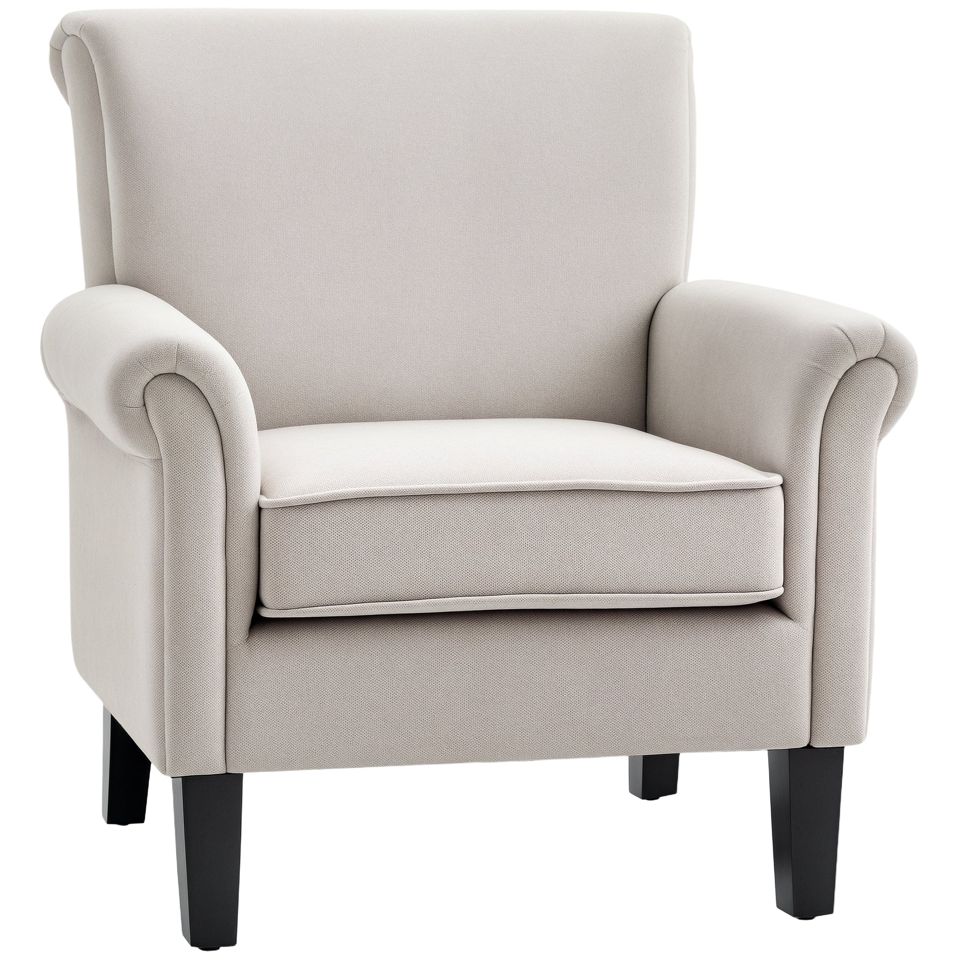 HOMCOM Grey Velvet Accent Chair, Upholstered Single Armchair with Rolled Armrests