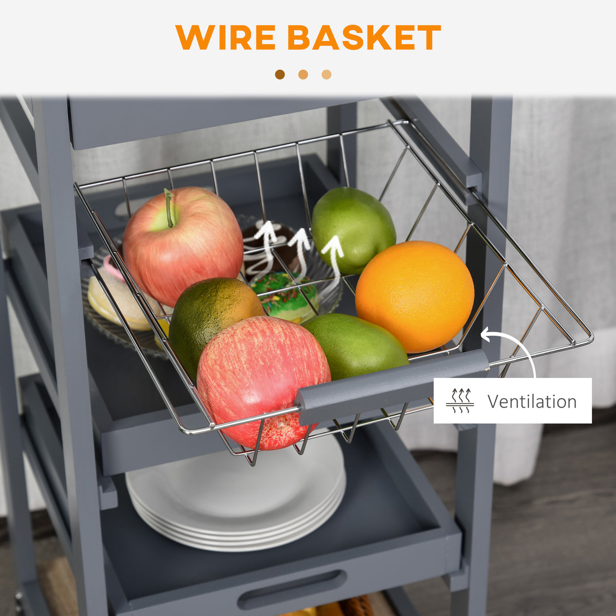 Rolling Kitchen Island Cart with Drawer – 15"W x 32"H