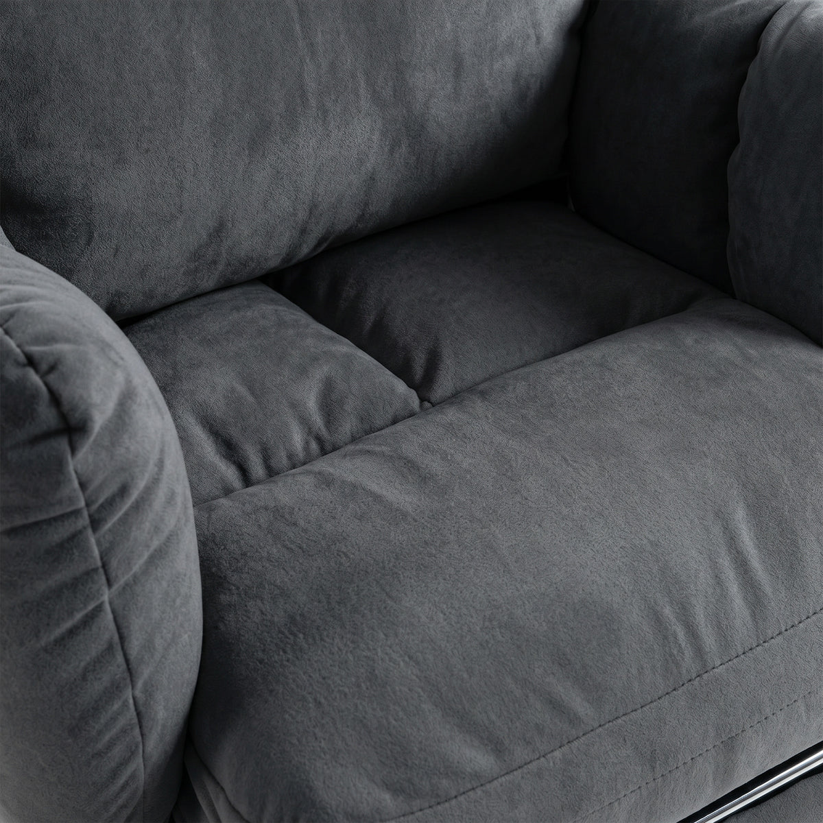 Office Chair with Footrest, Ergonomic Reclining Computer Gaming Chair with Snow Flannel Fabric, Dark Grey