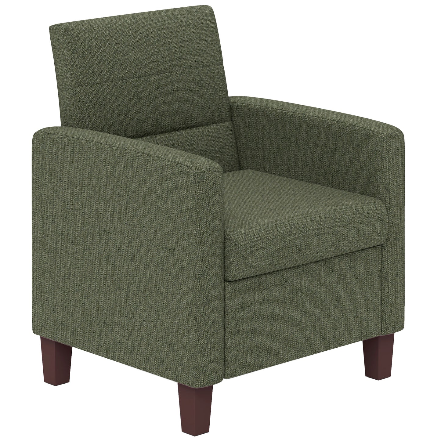HOMCOM Modern Fabric Accent Armchair, Comfortable Cushion, Non-Slip Pads, Dark Green