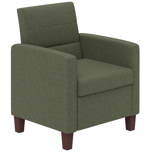 HOMCOM Modern Fabric Accent Armchair, Comfortable Cushion, Non-Slip Pads, Dark Green