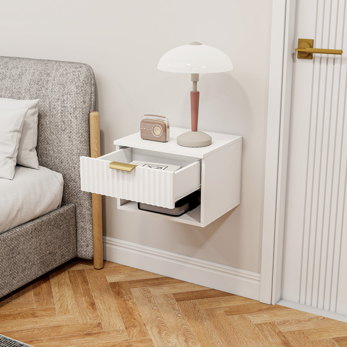 Floating Nightstands with Drawer and Open Shelf, Set of 2 – 16"W x 11"H