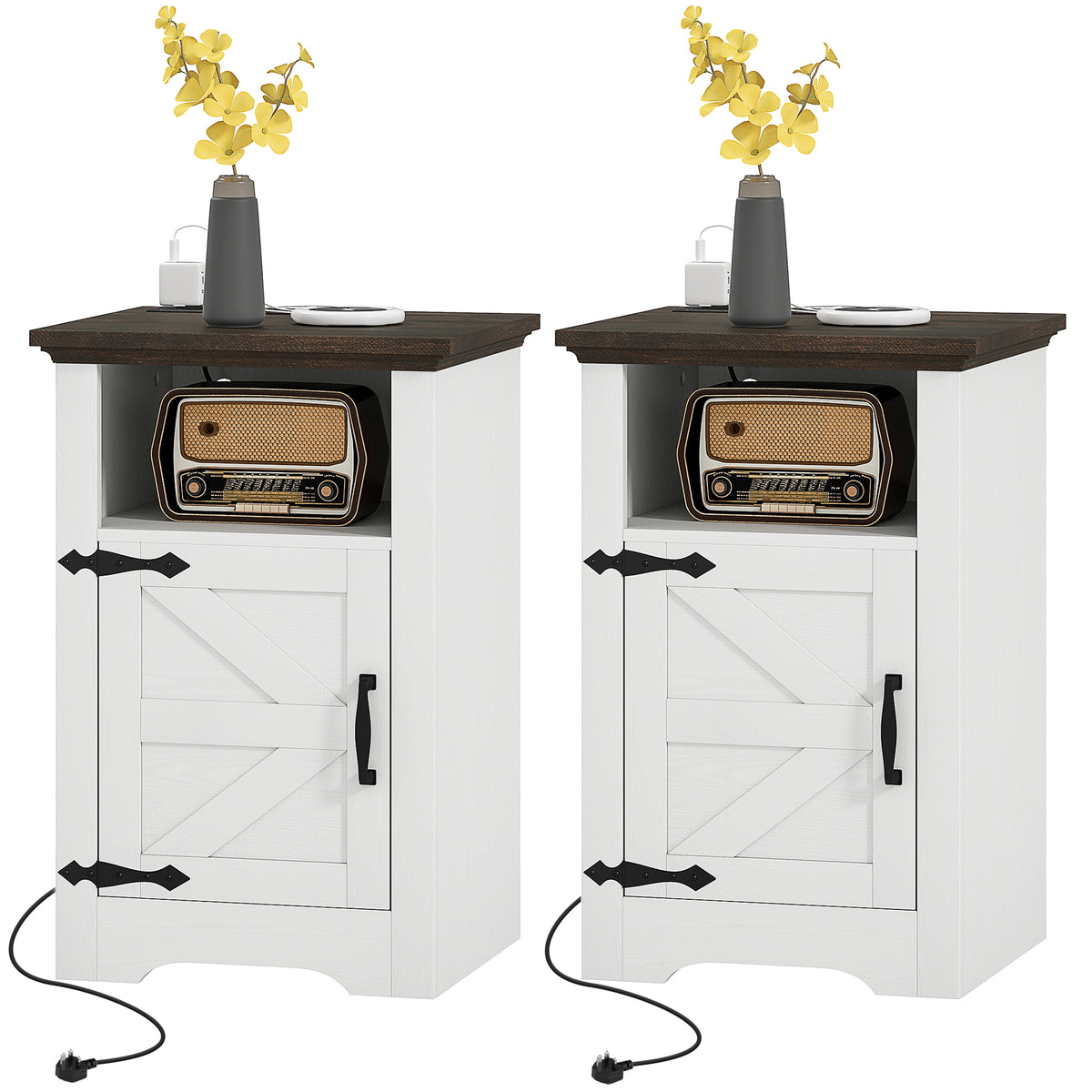 Nightstands with Charging Outlets, Set of 2 – 16"W x 24"H