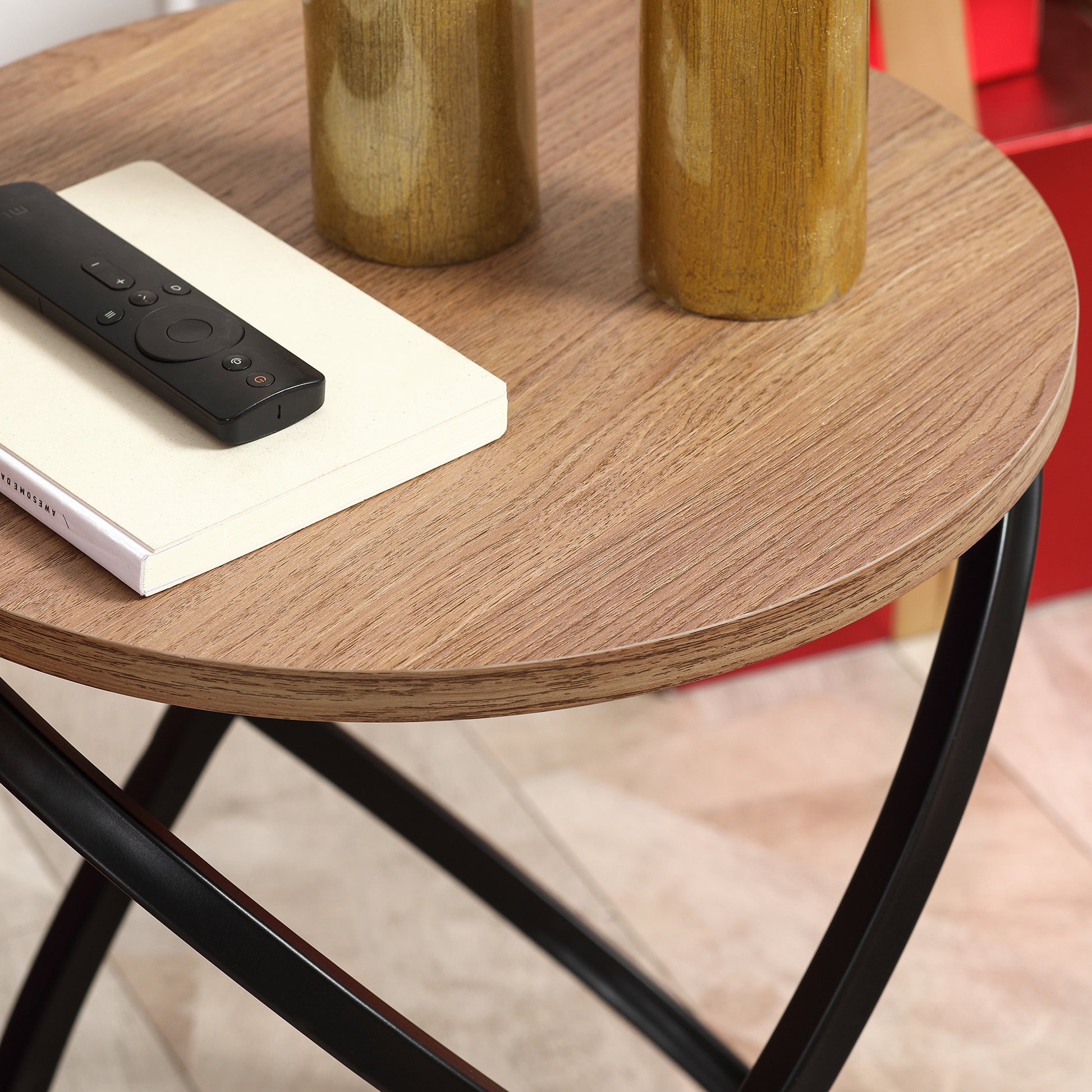 HOMCOM Industrial End Table Round 40cm x 50cm Steel Frame