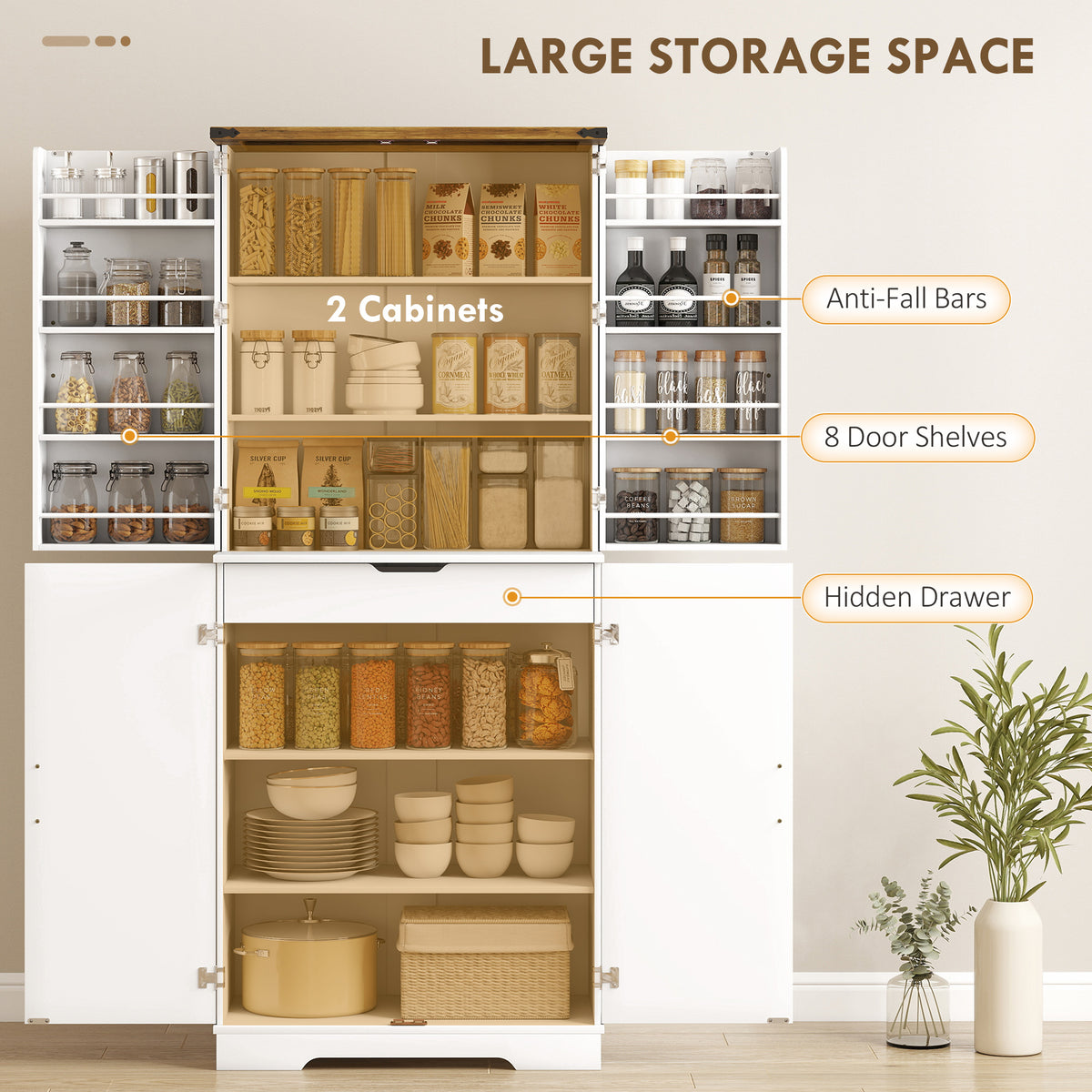 Farmhouse Storage Cabinet with 4 Doors – 30"W x 72"H