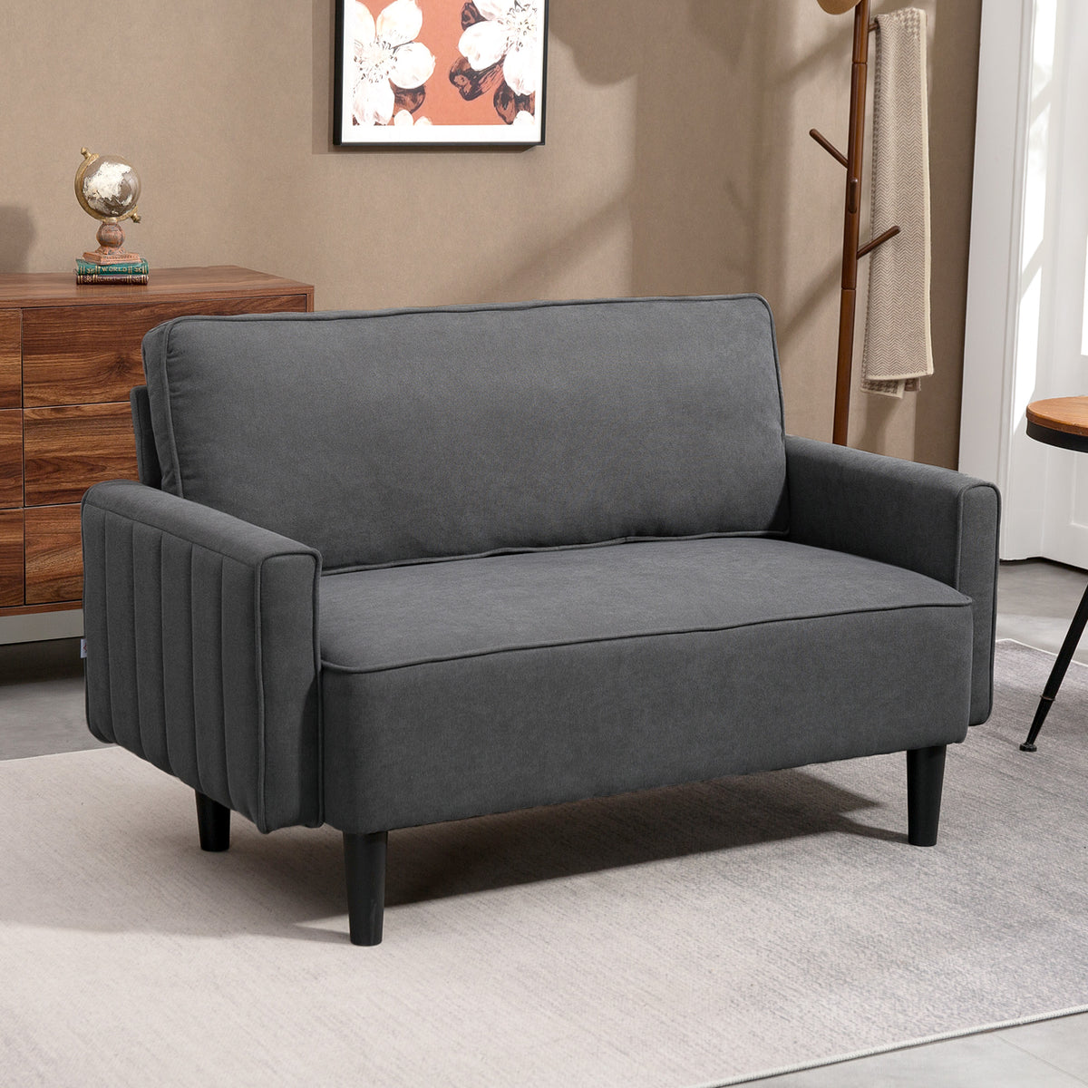 Linen Loveseat with Thick Padding
