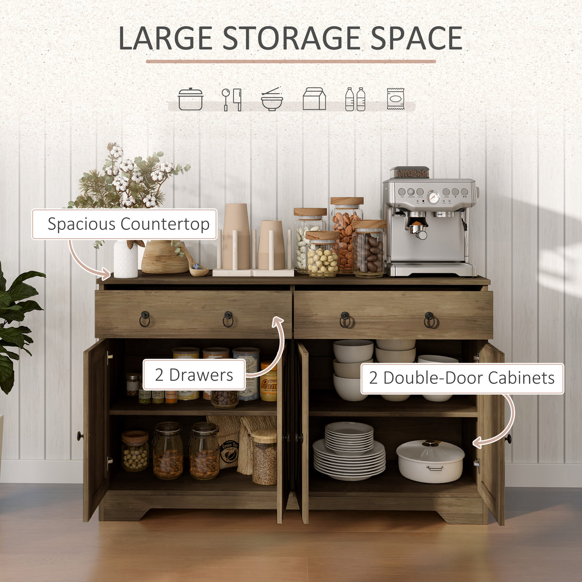 Sideboard Cabinet with 2 Drawers – 48"W x 30"H