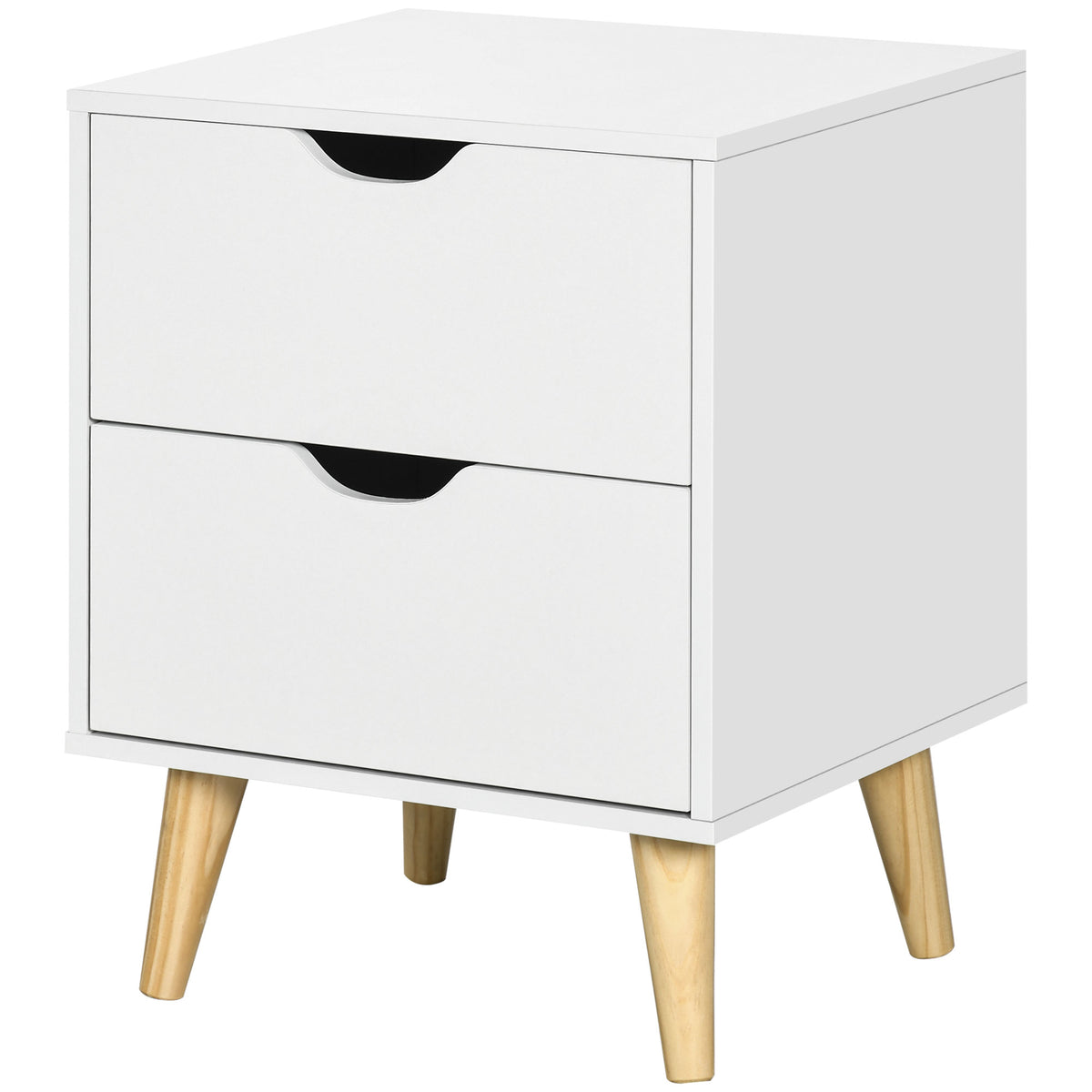 2-Drawer Nightstand with Pine Wood Legs – 16"W x 20"H