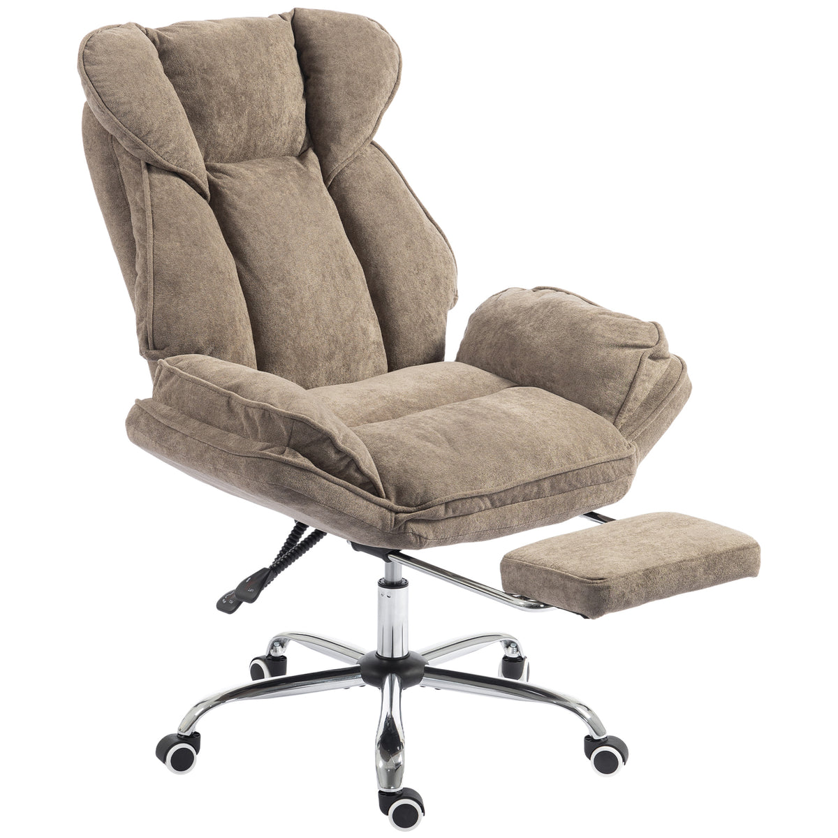 Big and Tall Office Chair with Footrest, High Back Snowflake Velvet Reclining Executive Desk Chair, Brown